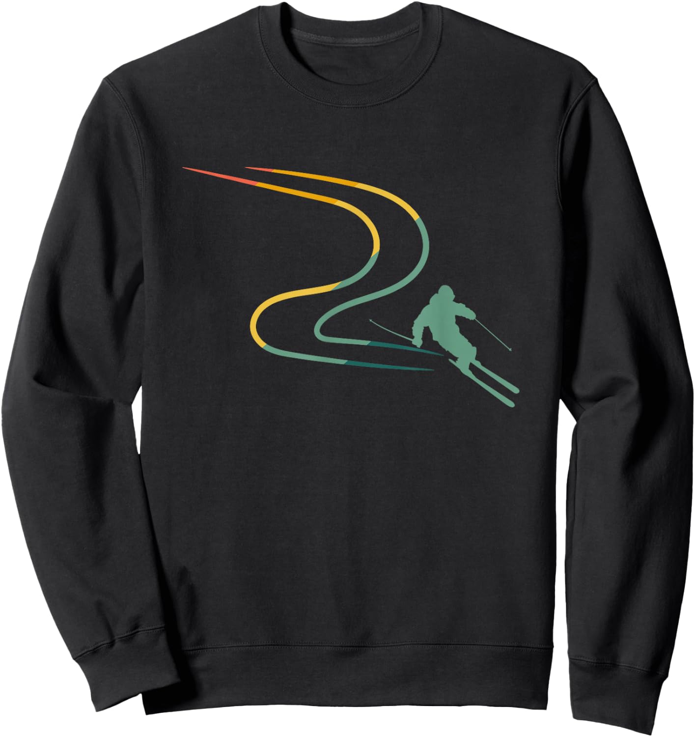 Skiing Alps Slopes Snow Track Retro , black Sweatshirt - Sweatshirt | Black