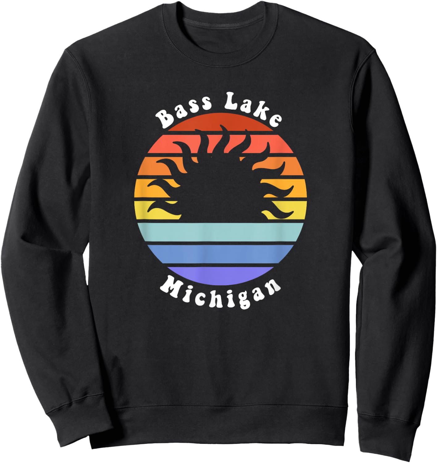Bass Lake Michigan MI Sunset Summer Vacation Women Kids Sweatshirt - Sweatshirt | Black