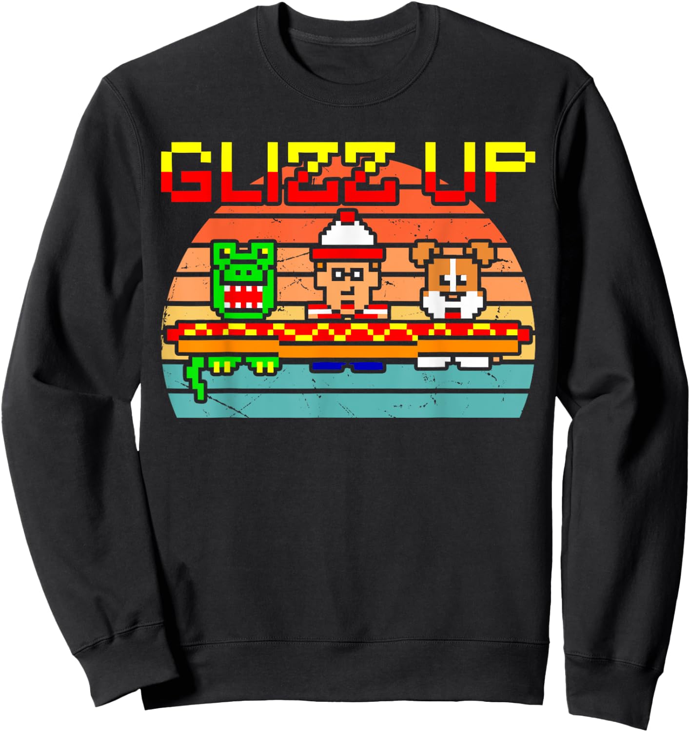 Glizz Up Retro Design Sweatshirt - Sweatshirt | Black