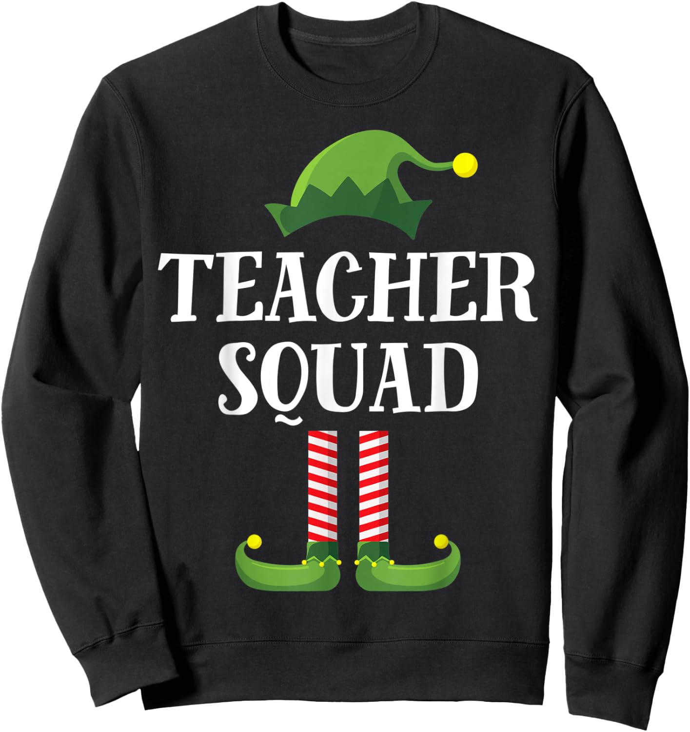Teacher Squad Elf Matching Group Christmas School Party Sweatshirt - Sweatshirt | Black
