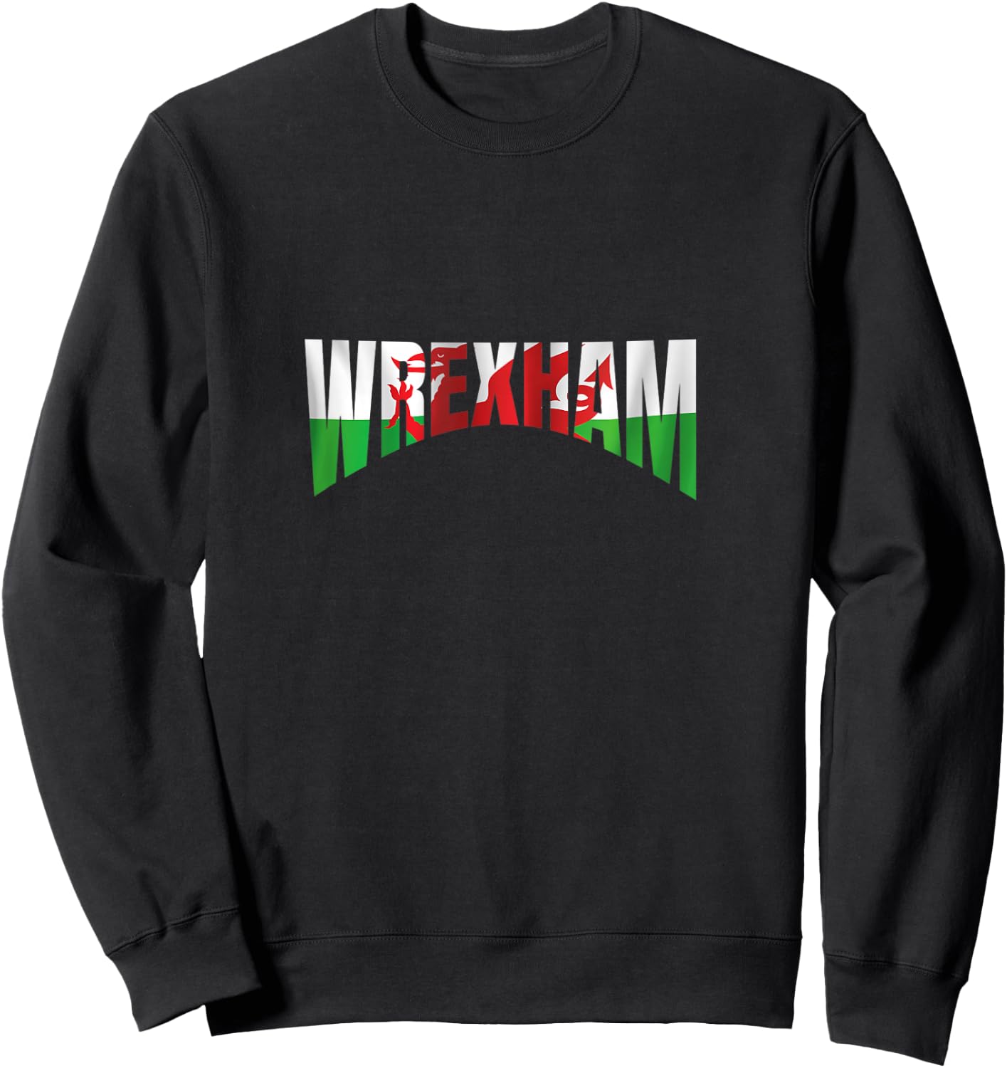 Wrexham Wales Flag Welsh Gifts Dragon Apparel Merchandise Sweatshirt - Sweatshirt | Black
