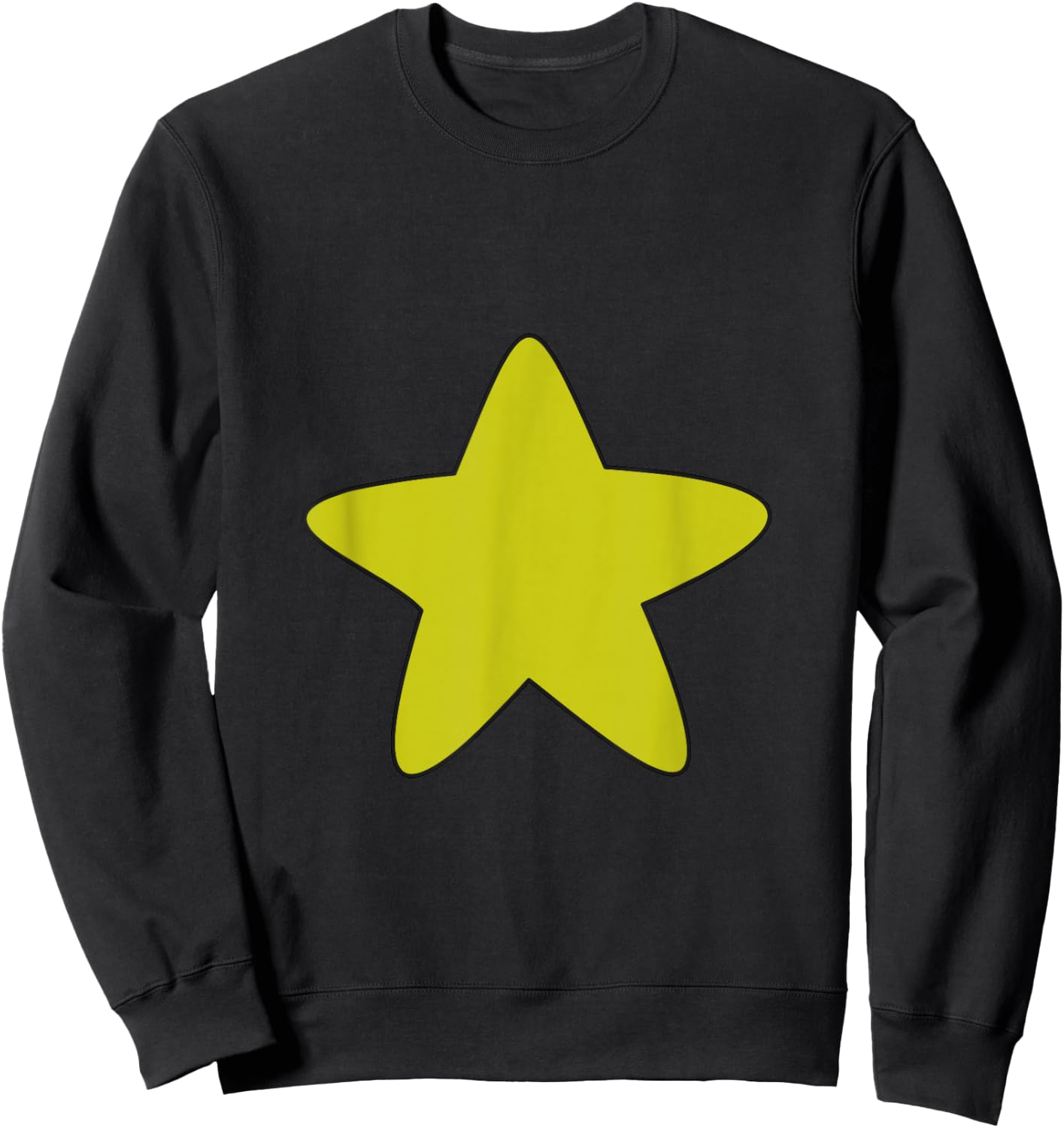 Bright Yellow Star Belly Shirt, Distressed Gold Star Stomach Sweatshirt - Sweatshirt | Black
