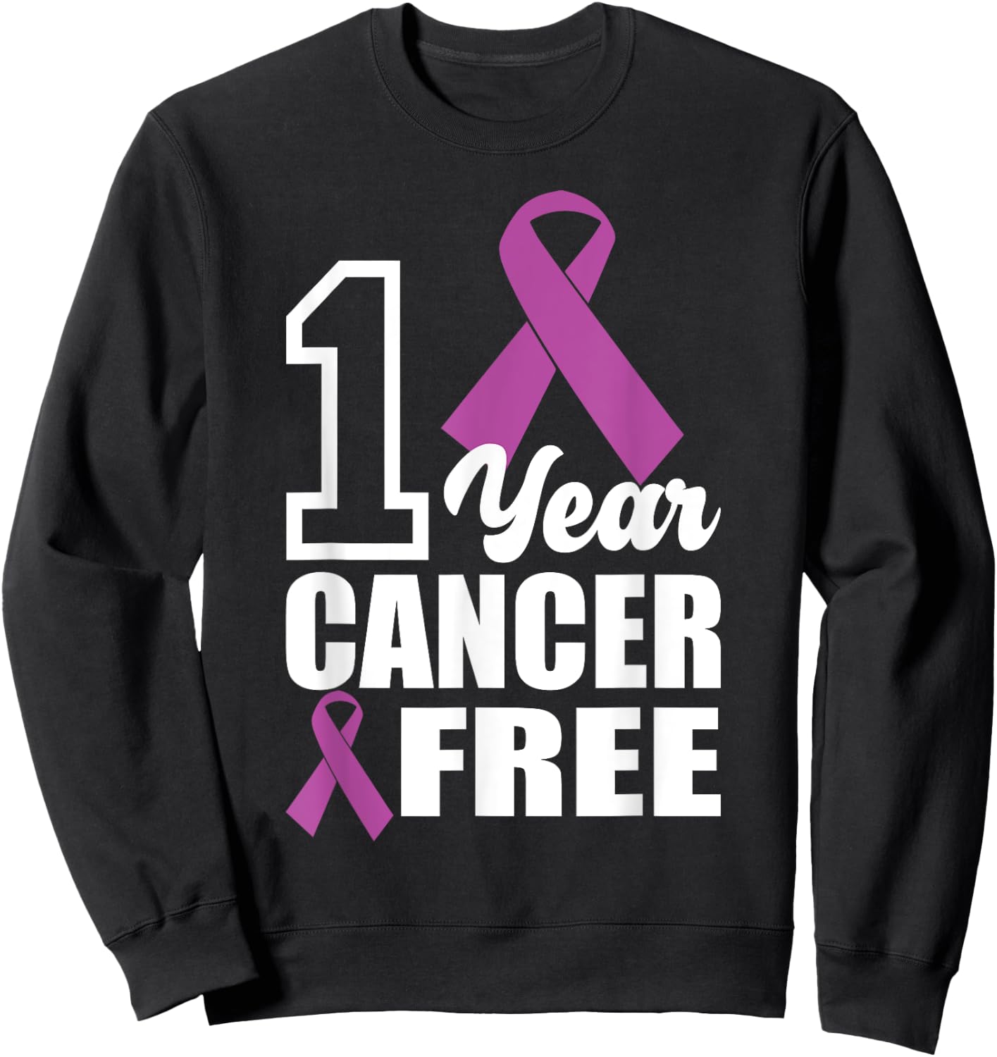 1 Year Cancer Free, Breast Cancer Survivor Sweatshirt - Sweatshirt | Black