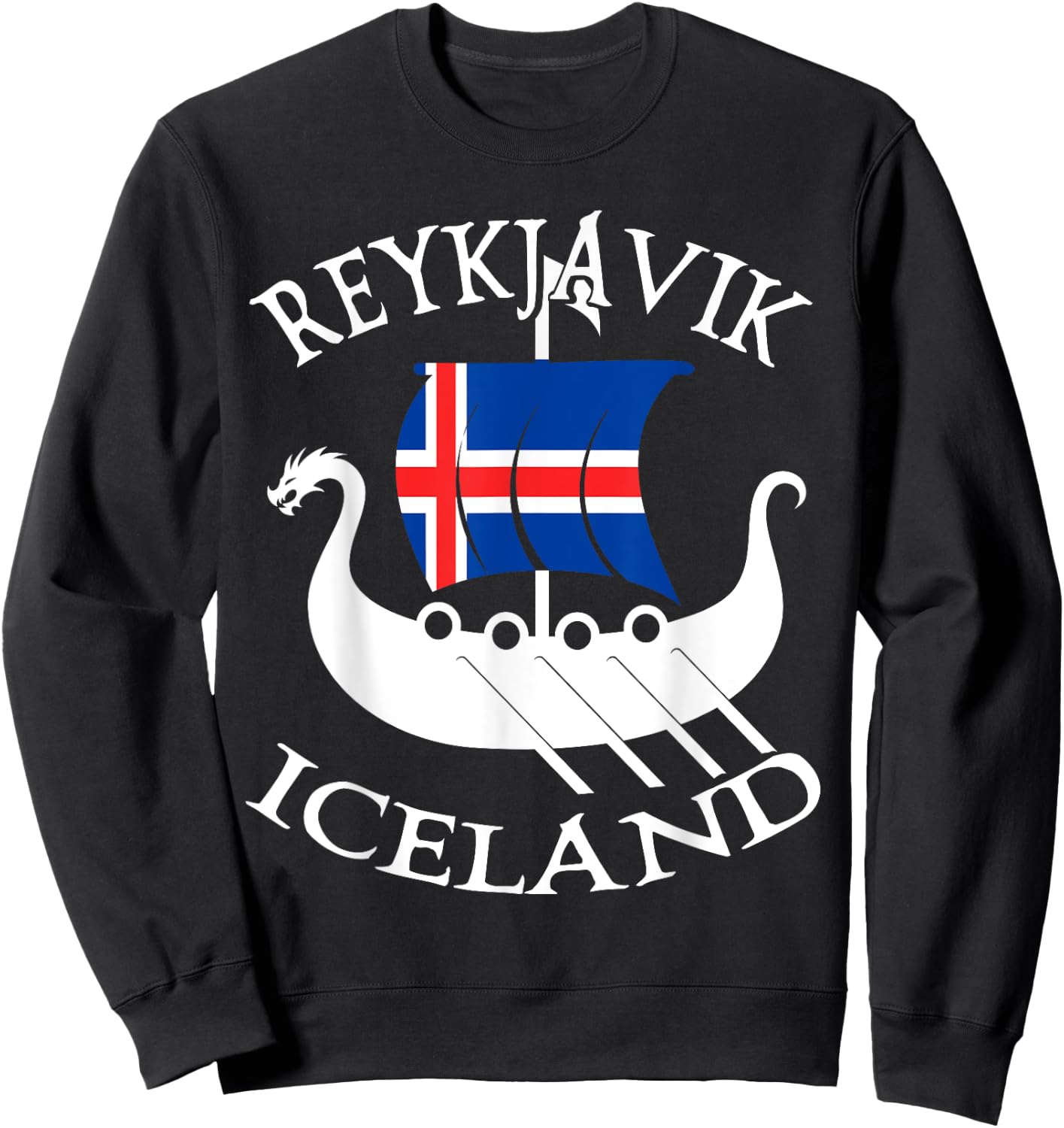 Reykjavik Viking Boat Iceland Sweatshirt - Sweatshirt | Black