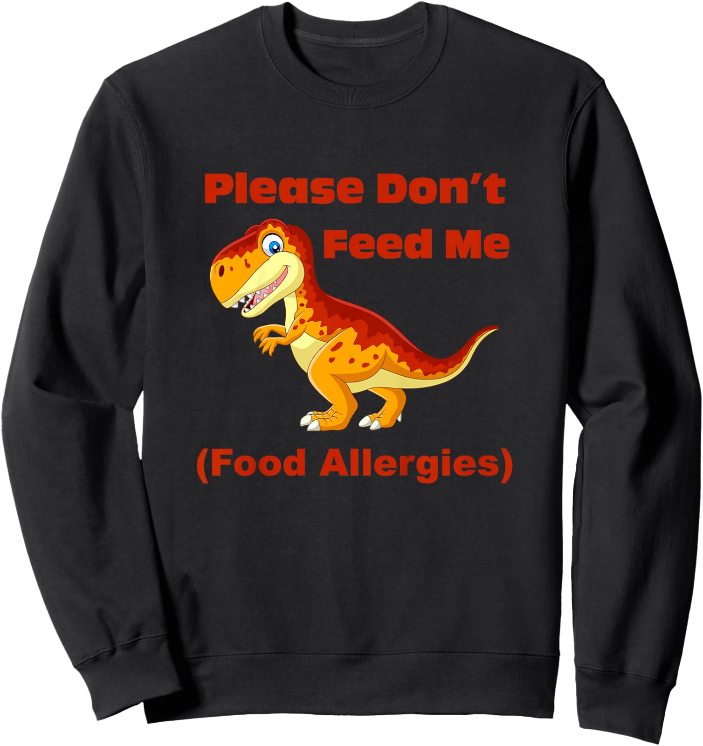 Food Allergy Toddler Kids with T-Rex Sweatshirt - Sweatshirt | Black