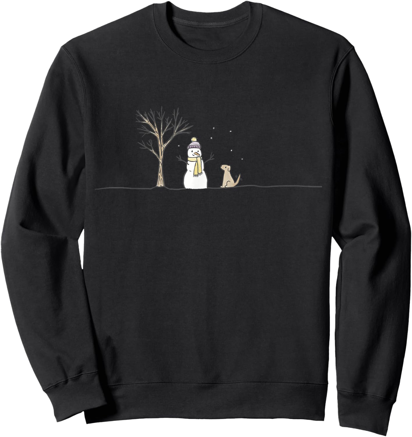 Christmas Snowman Cute Dog Xmas Holiday Minimalist Women Sweatshirt - Sweatshirt | Black
