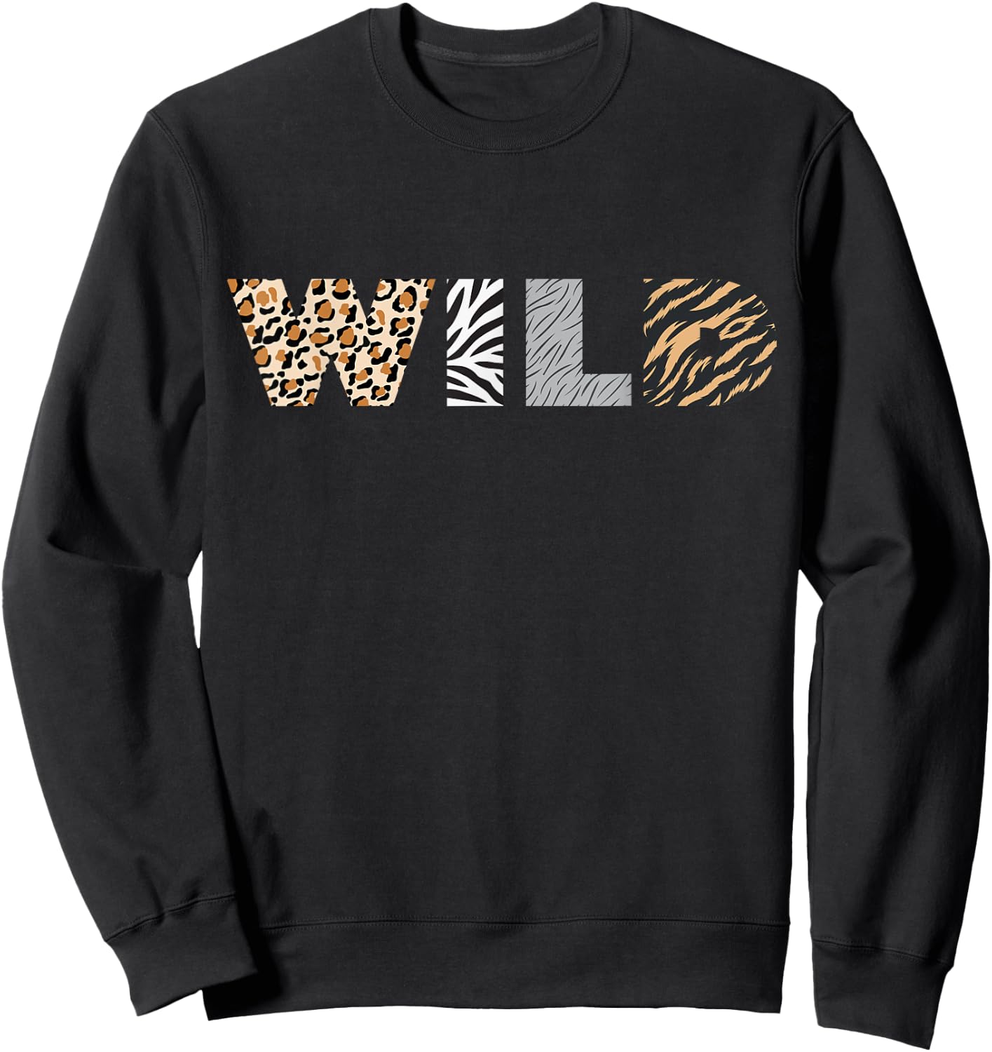 Wild Animal Print Leopard Zebra Wolf Wild Dog Animal Pattern Sweatshirt - Sweatshirt | Black