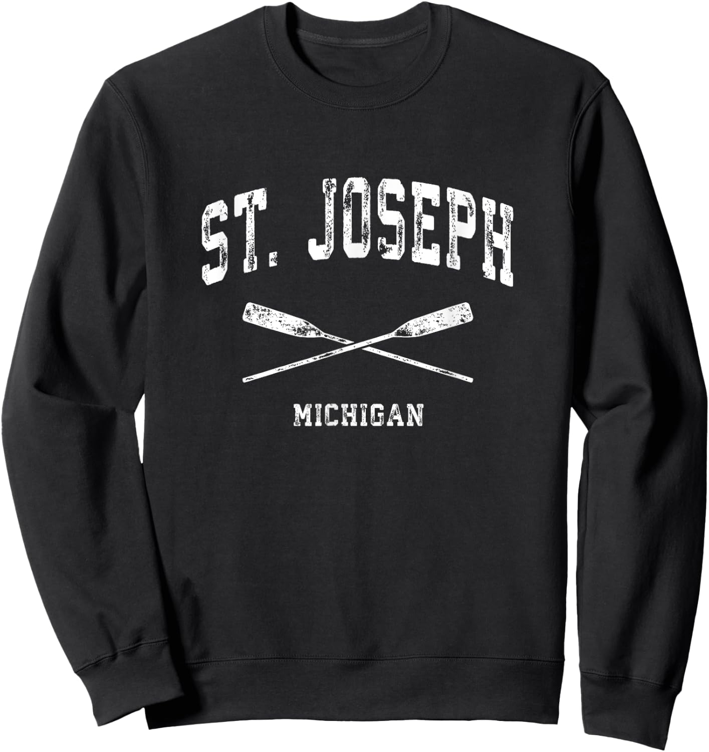 St. Joseph Michigan Vintage Nautical Crossed Oars Sweatshirt - Sweatshirt | Black