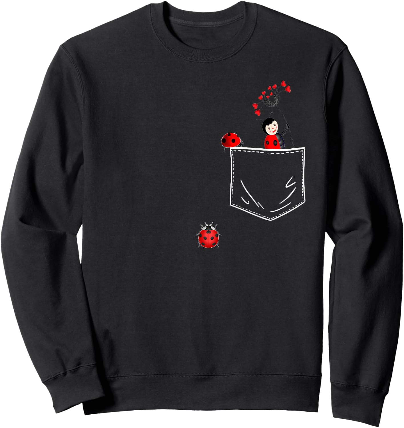 Ladybug In The Pocket Love Ladybugs Sweatshirt - Sweatshirt | Black