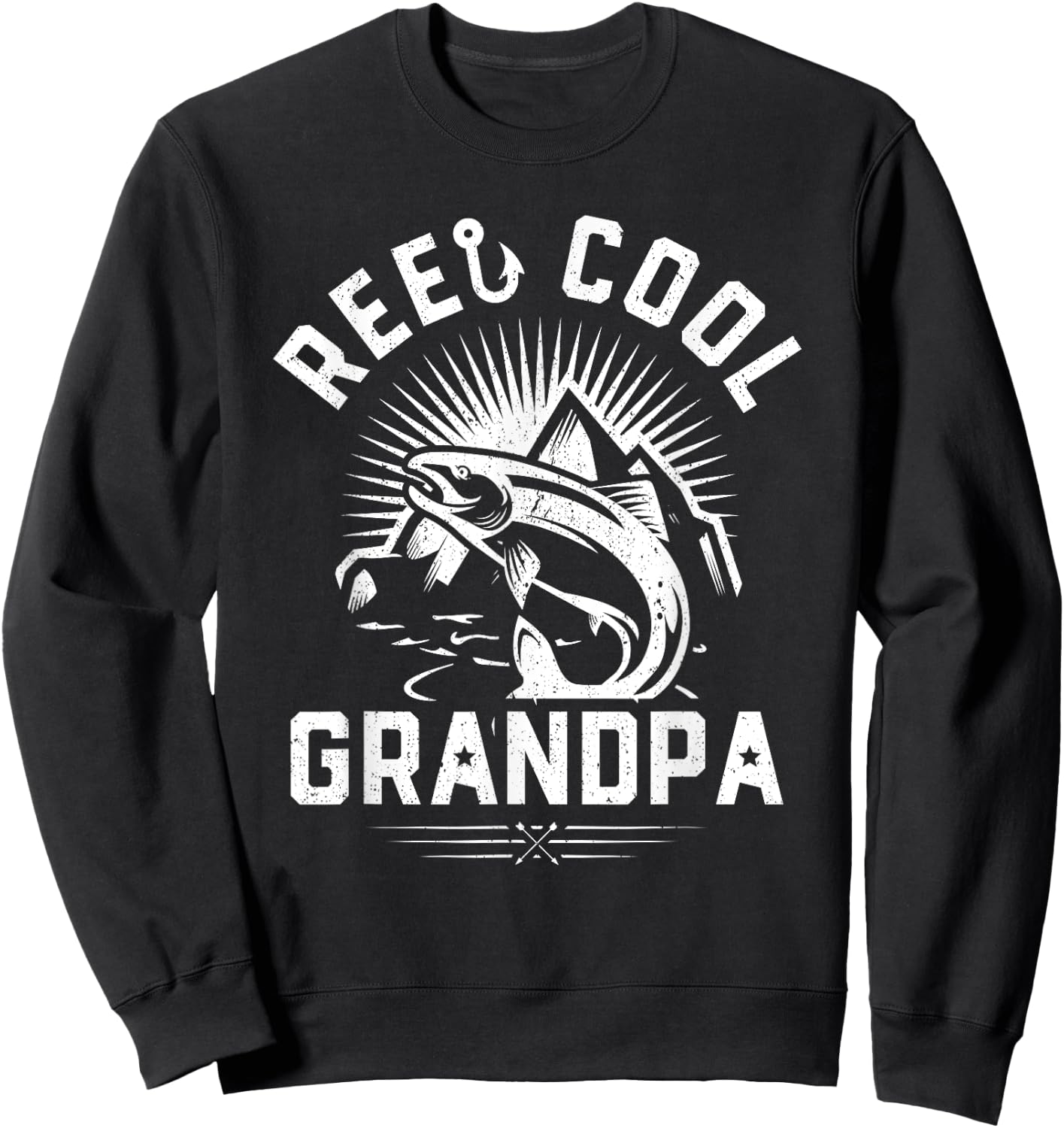 Reel Cool Grandpa Shirt Gift Funny Fishing Fathers Day Sweatshirt - Sweatshirt | Black