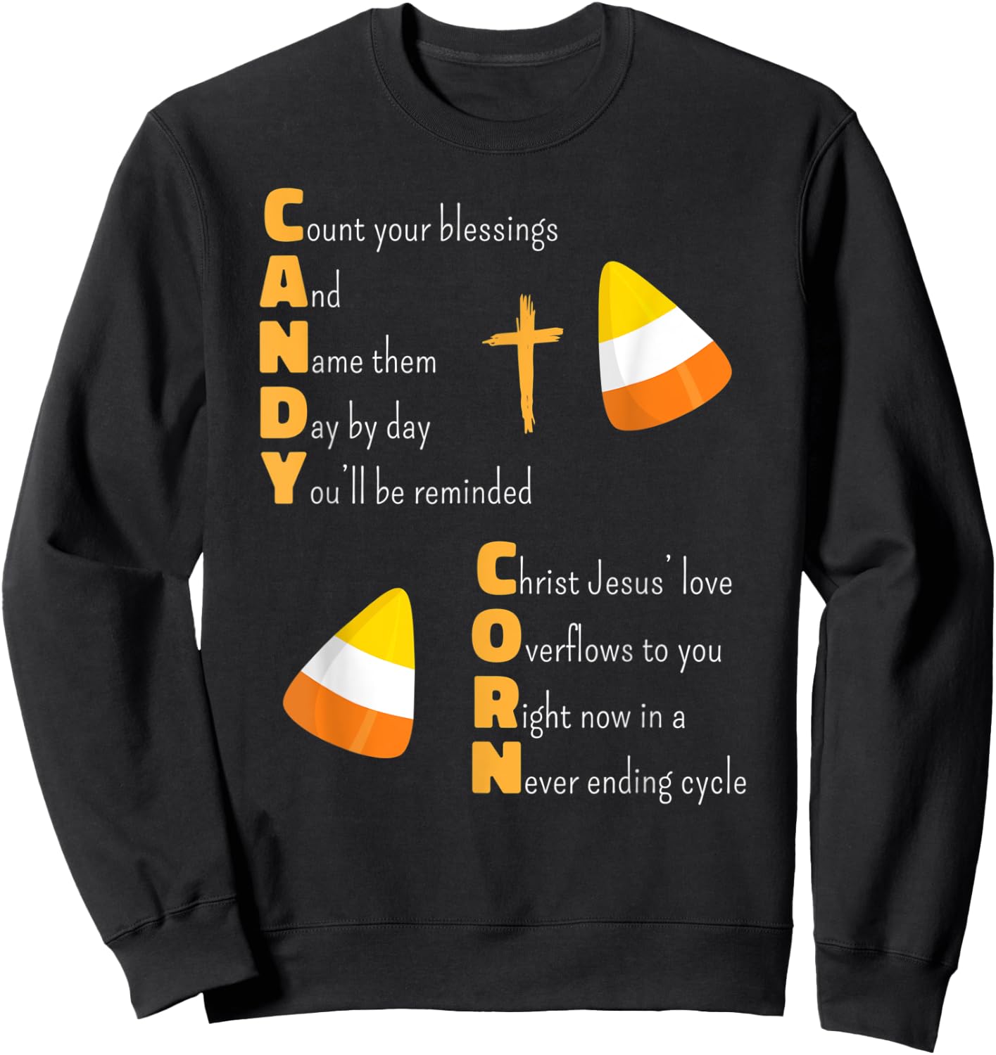 Christian Candy Corn Halloween Jesus Loves Boys Girls Kids Sweatshirt - Sweatshirt | Black