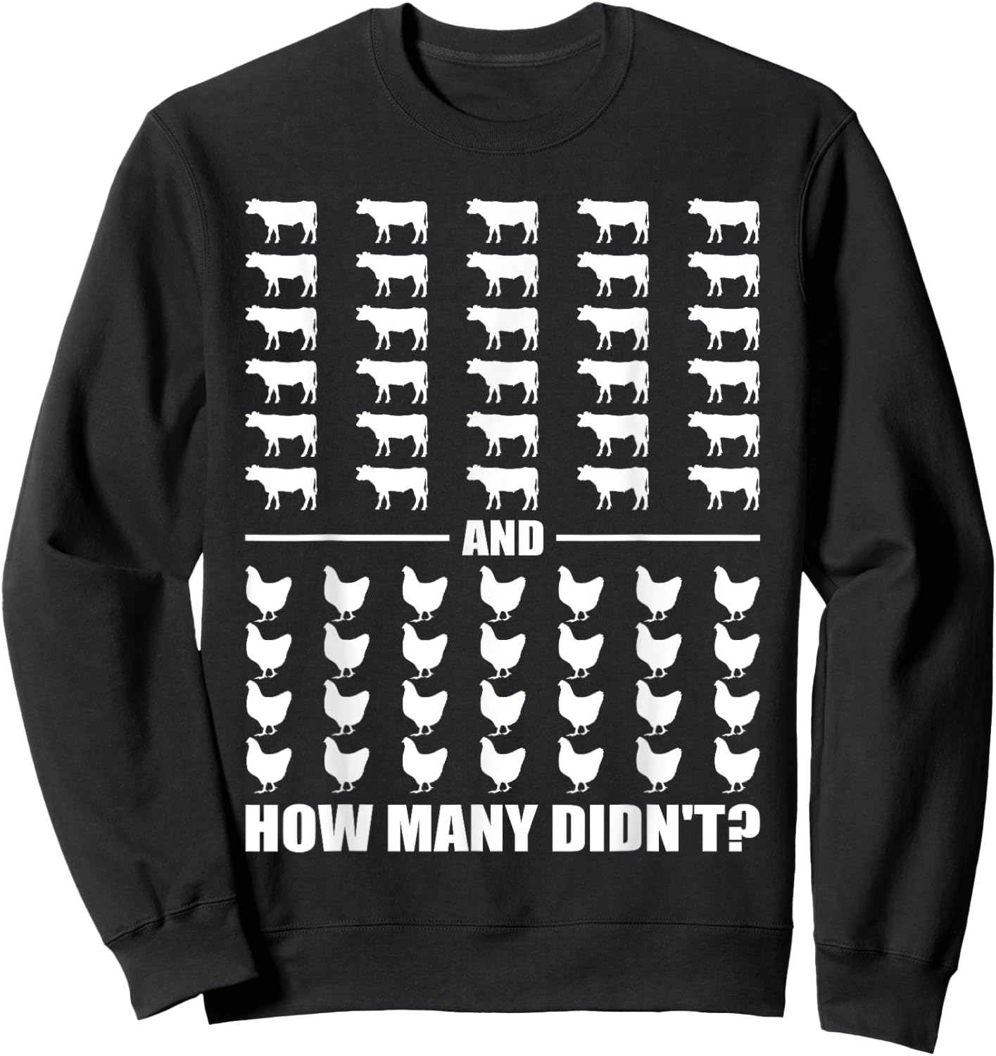 30 Cows and 28 Chickens How Many Didn't Funny Riddle Meme Sweatshirt - Sweatshirt | Black