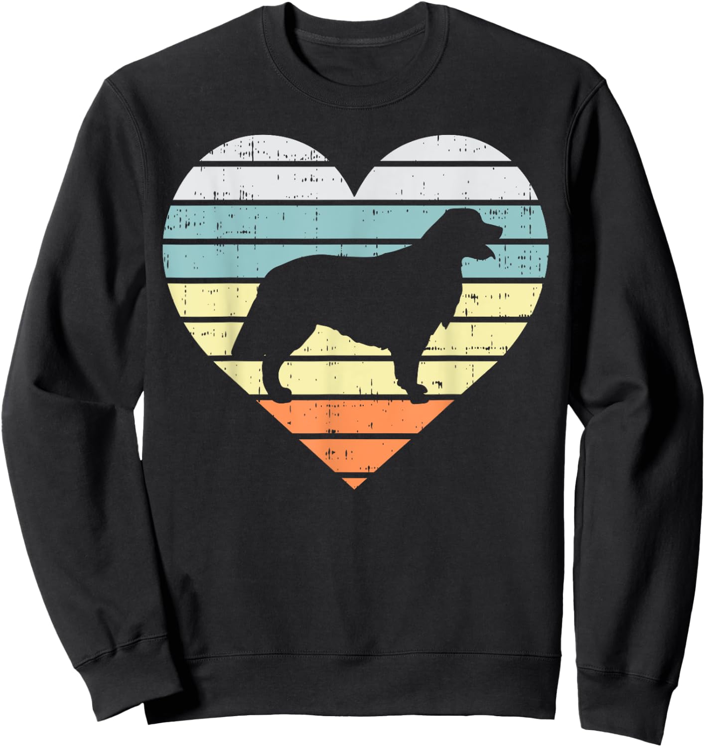 Golden Retriever Silhouette Heart Retro Dog Lover Women Gift Sweatshirt - Sweatshirt | Black