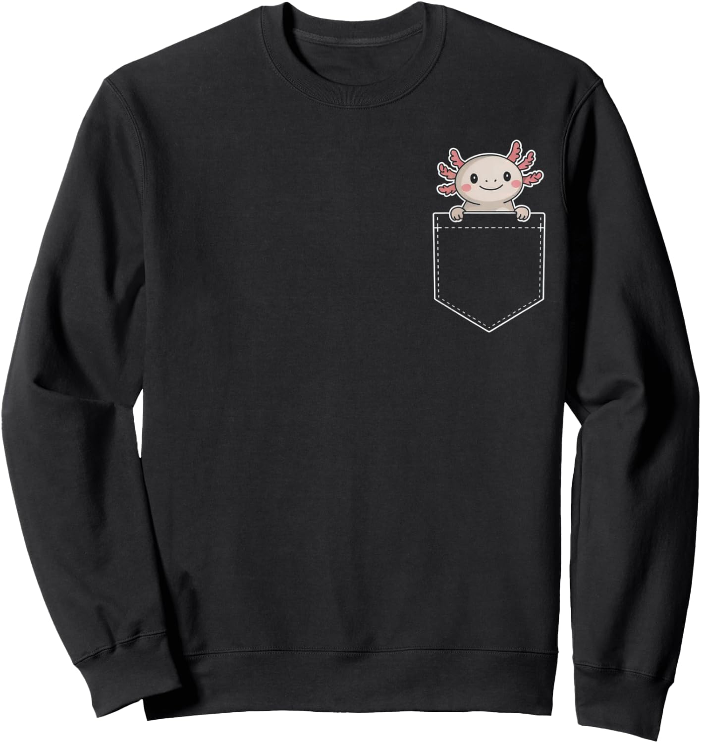 Axolotl Pocket Funny Kawaii Boys Girls Cute Pink Axolotl Sweatshirt - Sweatshirt | Black