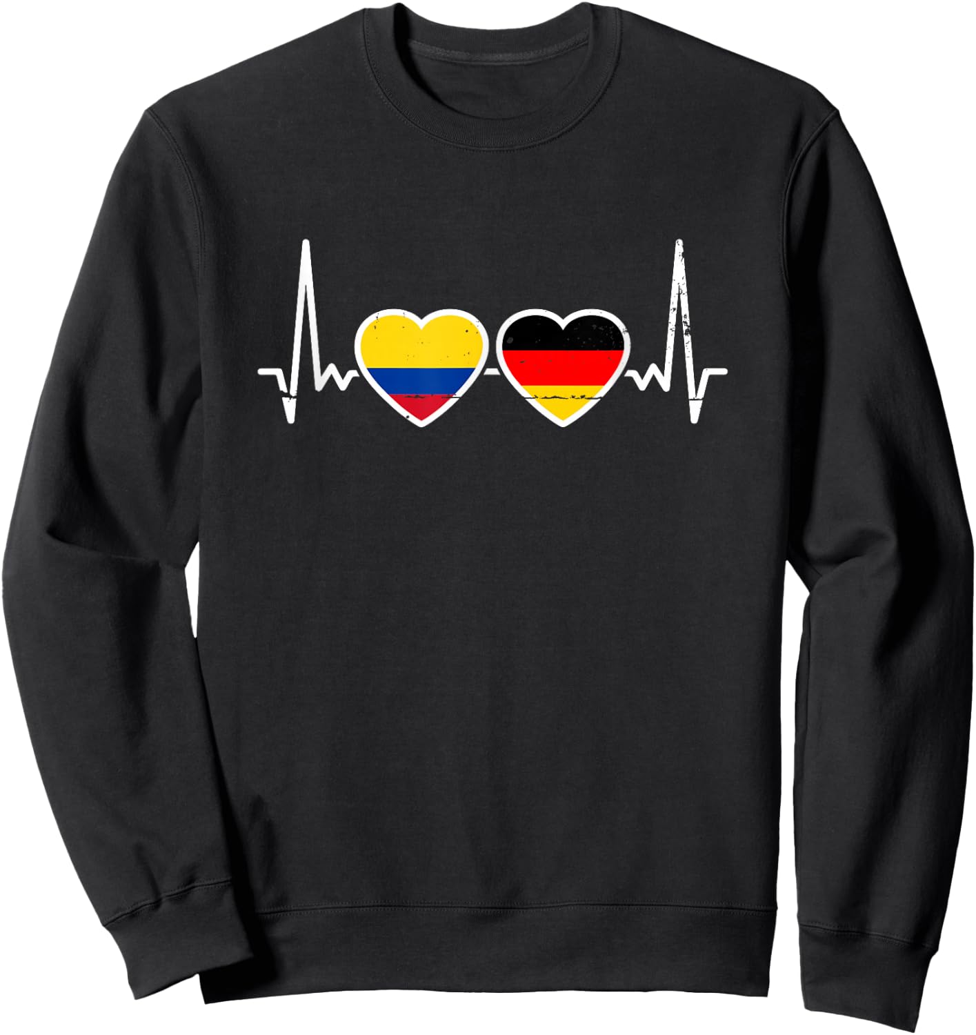 Kolumbien Deutschland Herzschlag Flagge Deutsch Kolumbianer Sweatshirt - Sweatshirt | Black