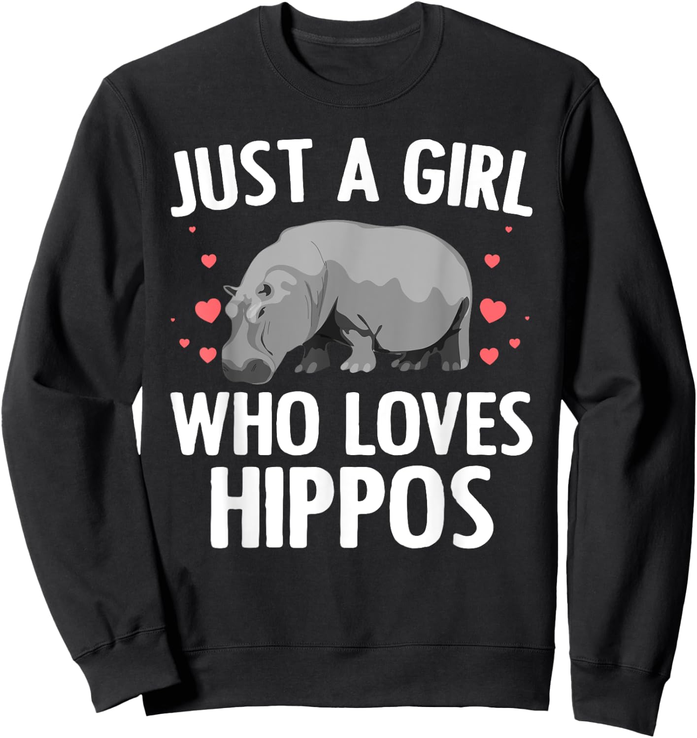 Hippo Gift Hippopotamus Lover Accessories & Stuff Funny Hippopotamus Design For Girls Women Teens Hippo Lovers Sweatshirt - Sweatshirt | Black