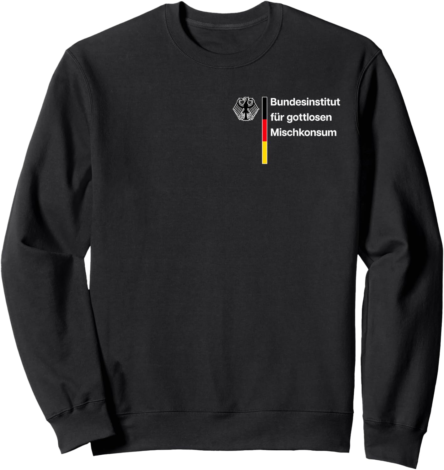 BUNDESINSTITUT FÜR GOTTLOSEN MISCHKONSUM - Gottloser Ironie Schwarz S Bier- Klassisch geschnitten Crew-Kragen Kurzarm -Erwachsene Klein Sweatshirt - Sweatshirt | Black