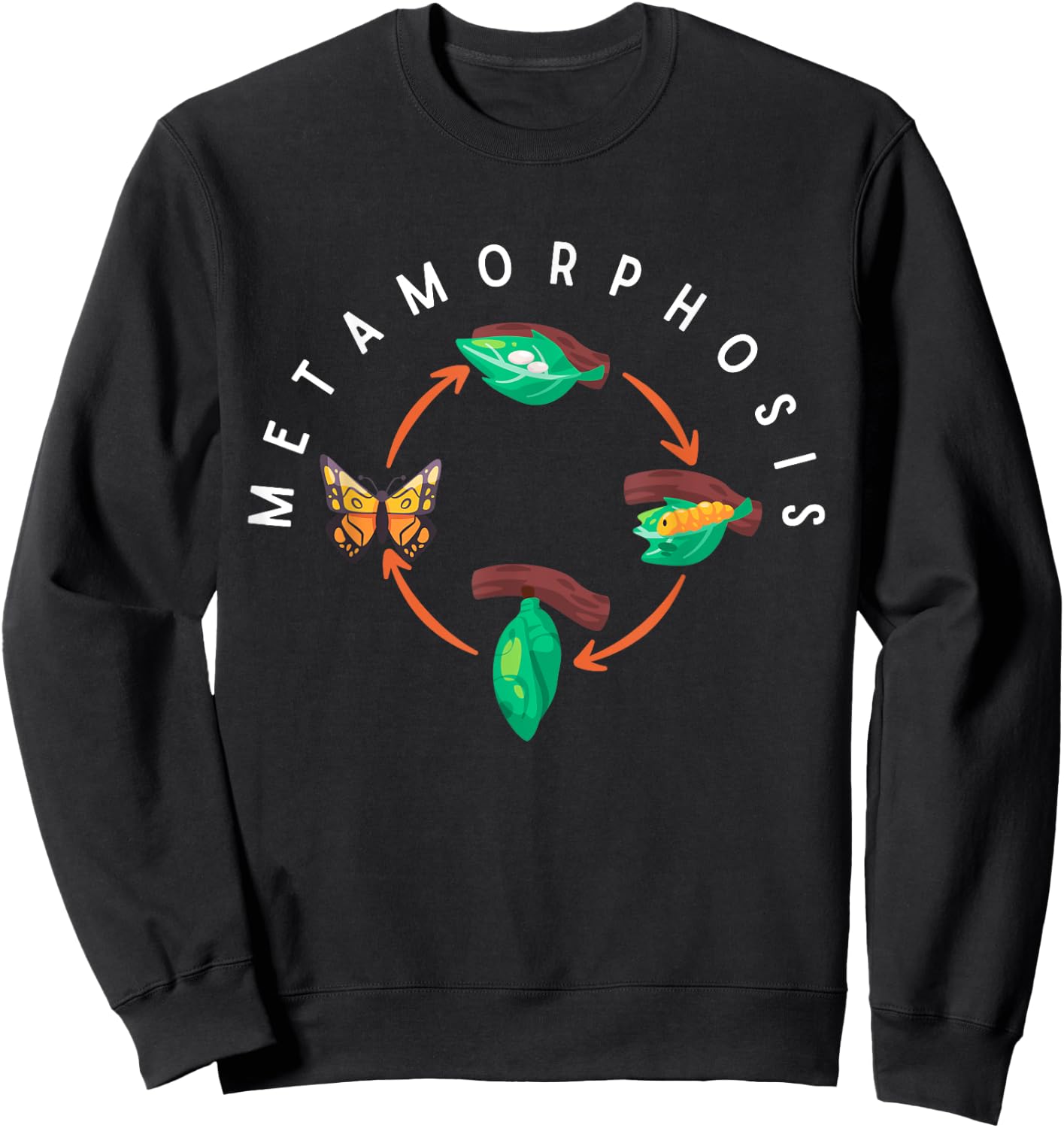 Funny Butterfly Lifecycle Metamorphosis Monarch Butterfly Sweatshirt - Sweatshirt | Black