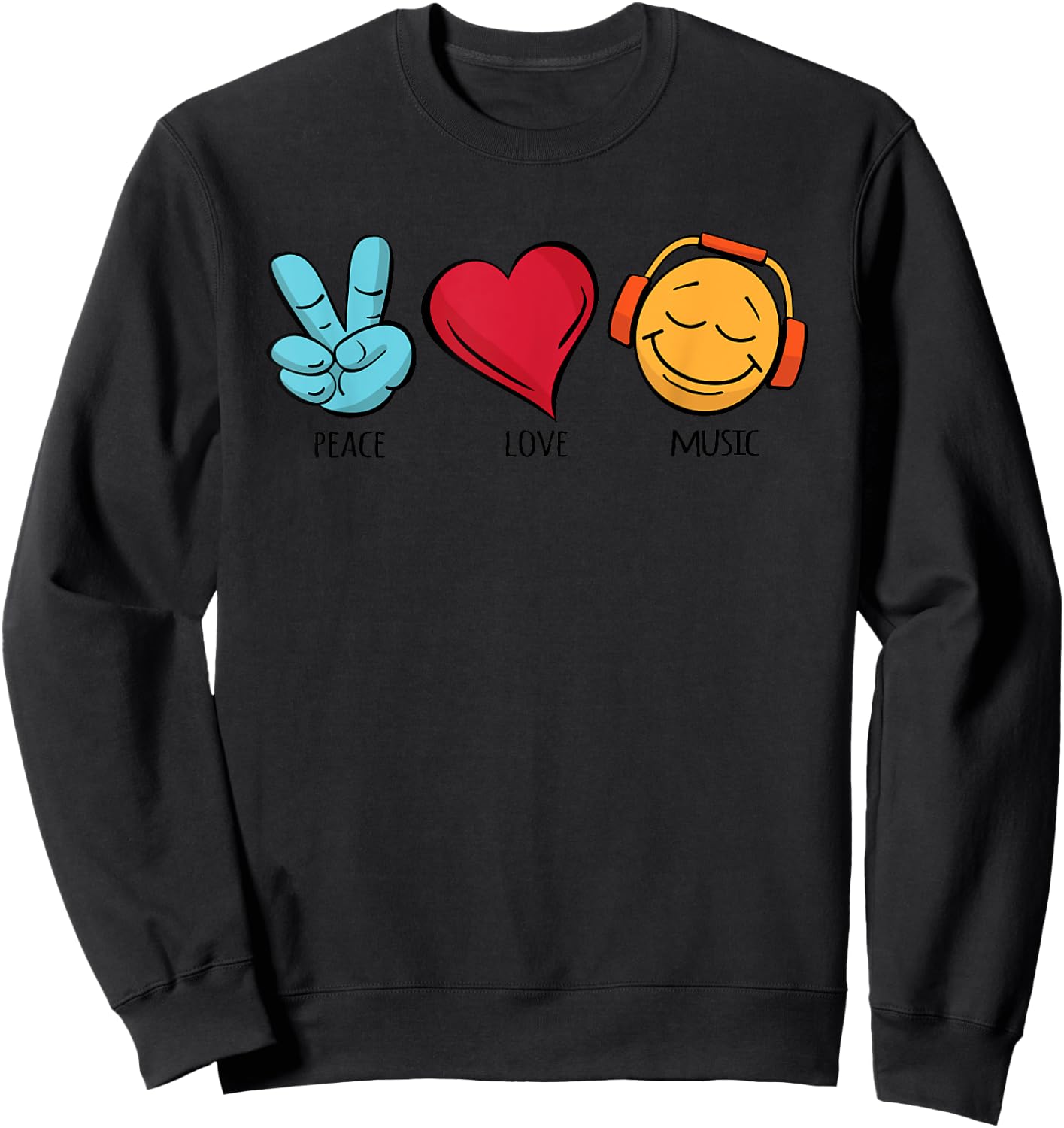 Classic Peace Love Music , black Sweatshirt - Sweatshirt | Black