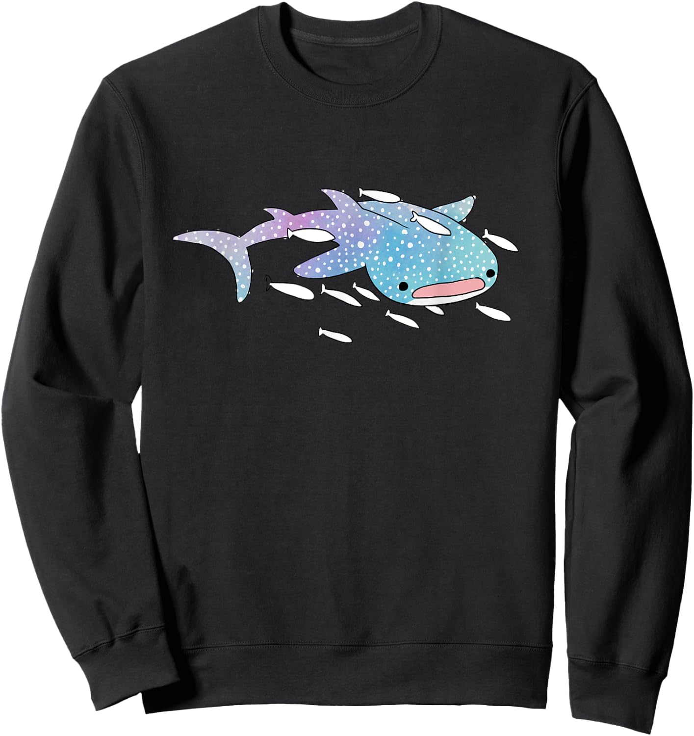 Cute Kawaii Aesthetic Blue Whale Shark Ocean Gift Sweatshirt - Sweatshirt | Black