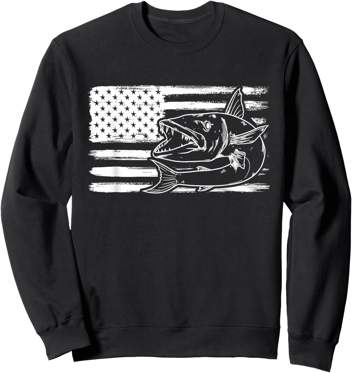 Distressed Barracuda Commersons sea pike Barra fishing Sweatshirt - Sweatshirt | Black