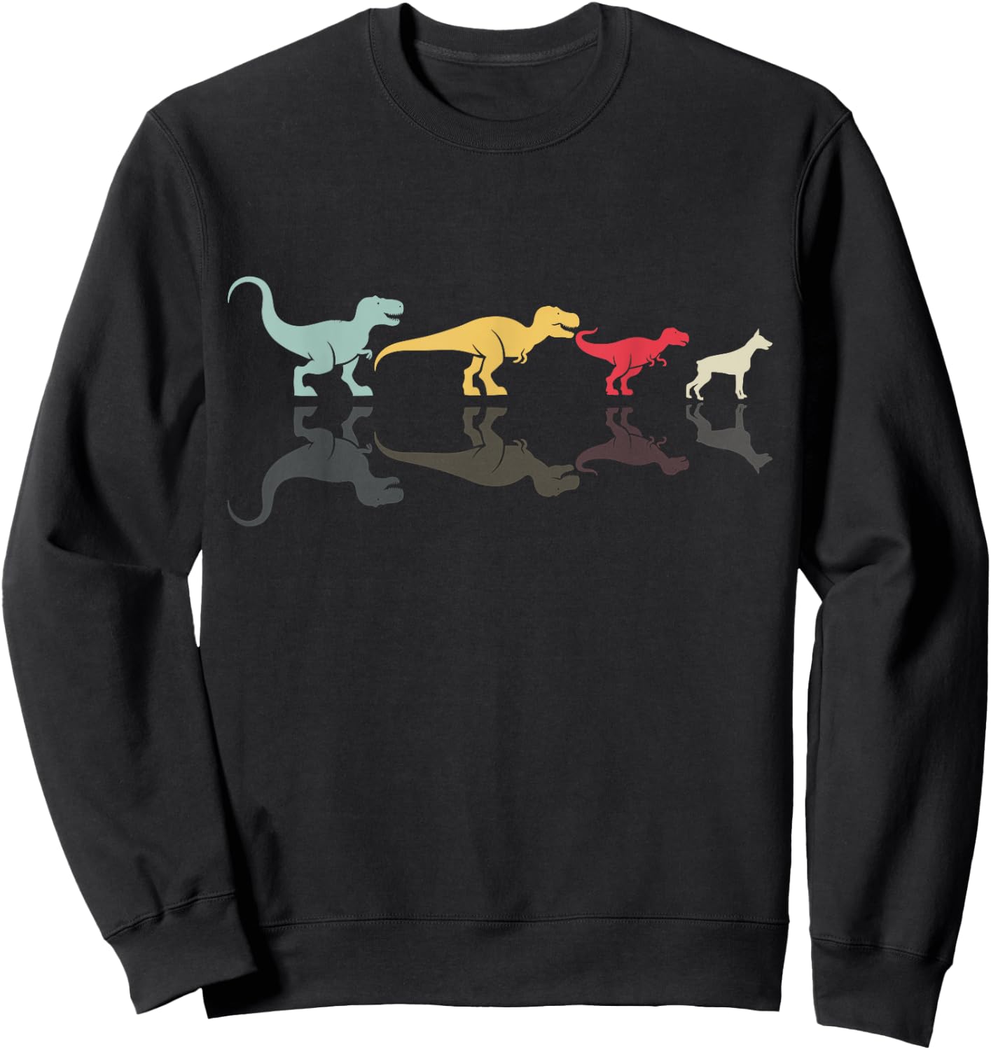 Dinosaur Doberman Evolution Fun Paleontology Sweatshirt - Sweatshirt | Black
