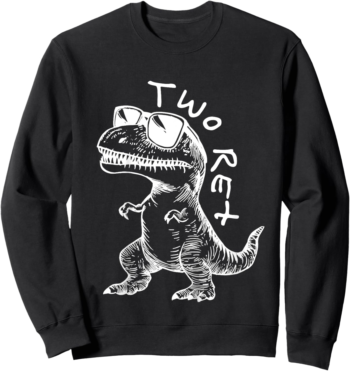 Kids Two Rex 2nd Birthday Gifts Second Dinosaur Boy 2 Years Old Sweatshirt - Sweatshirt | Black