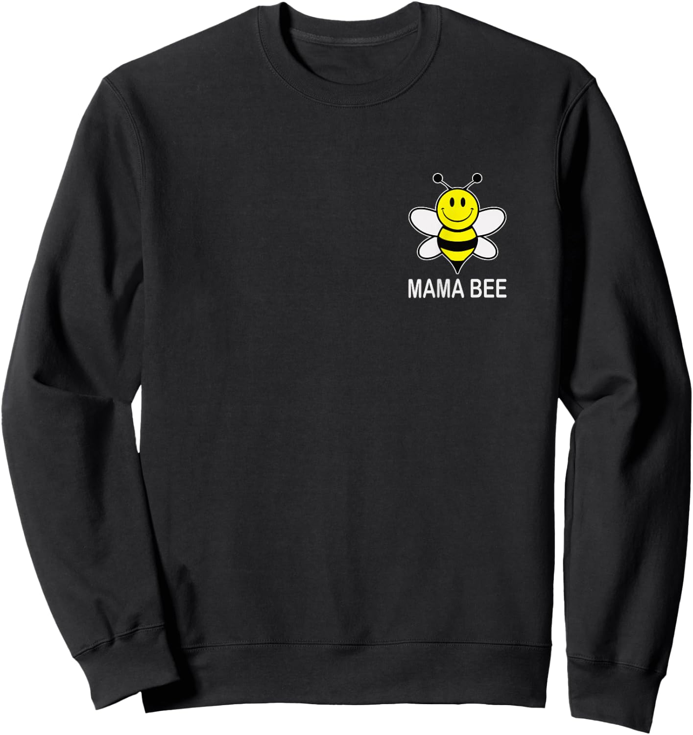Mama Bee Family Matching Cute Funny Yellow Smile Face Bee Sweatshirt - Sweatshirt | Black