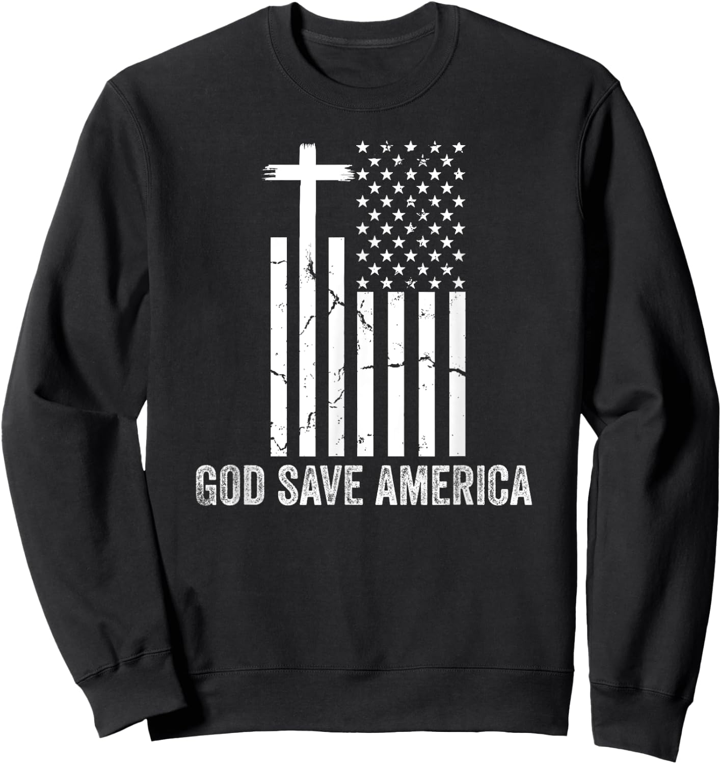 God Save America Sign,God American Flag Jesus Save America Sweatshirt - Sweatshirt | Black