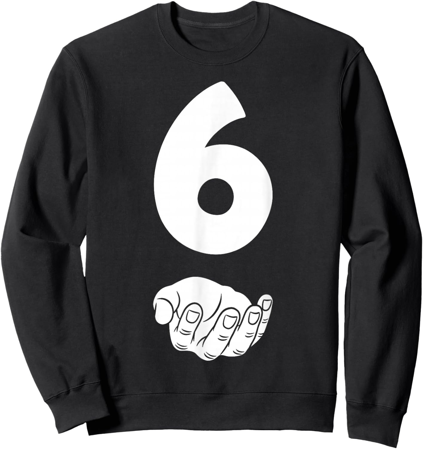 6 Number Six Funny Hands Meme School Teen Kid Matching Sweatshirt - Sweatshirt | Black