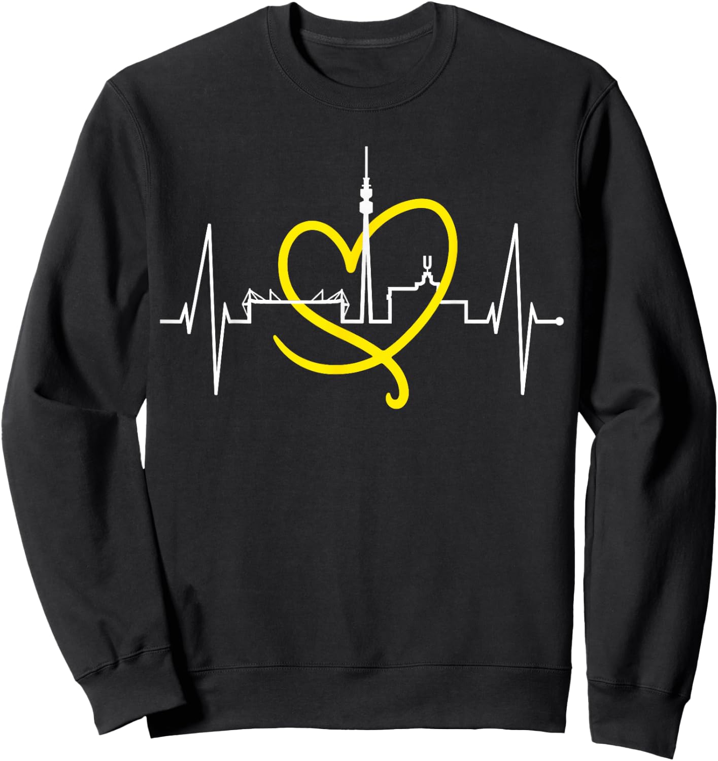 Dortmund Heartbeat Skyline Puls Ruhrpott Stadion Dortmunder , black Sweatshirt - Sweatshirt | Black