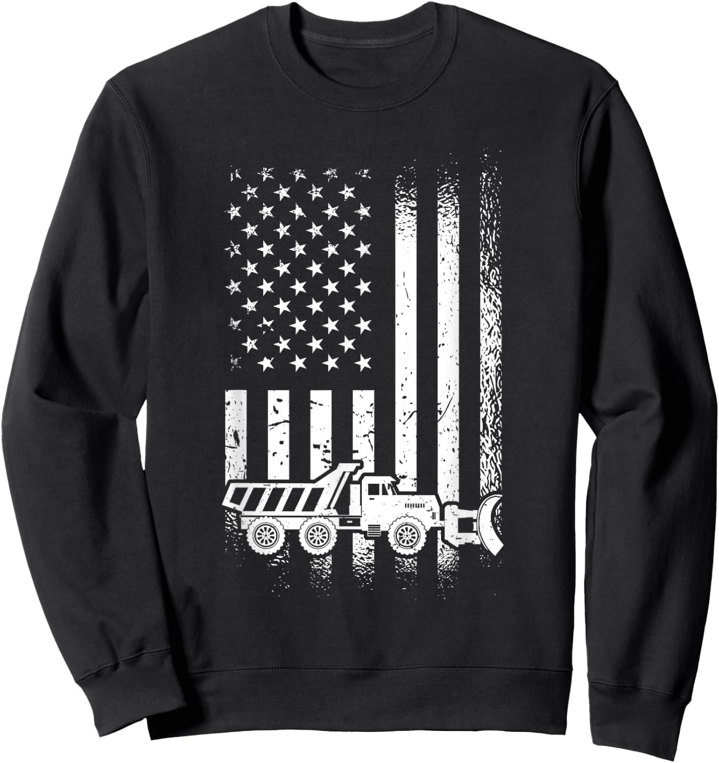 American Flag Snow Plow Driver, Snow Plowing Women Men Sweatshirt - Sweatshirt | Black