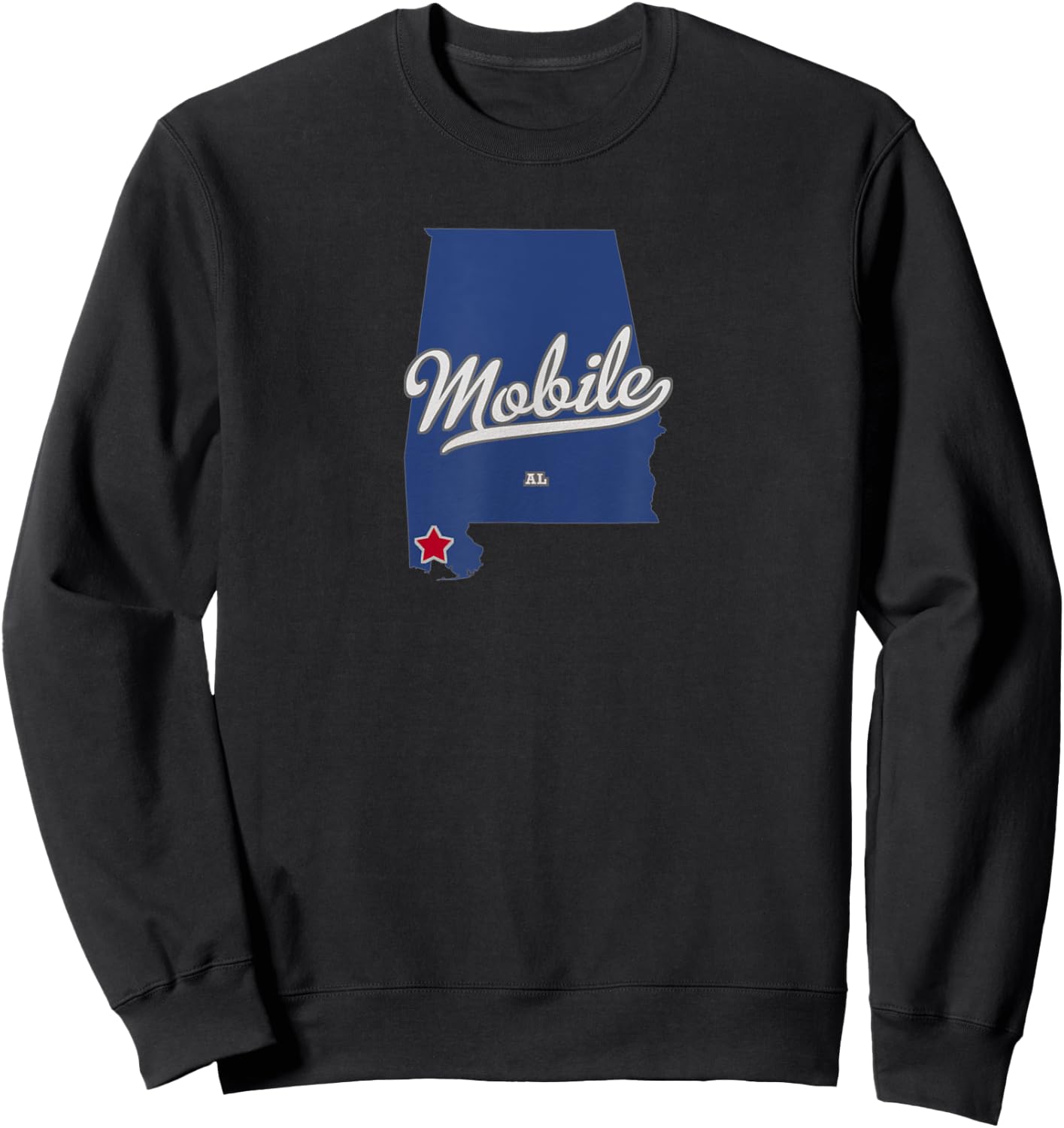 Mobile Alabama AL Map Sweatshirt - Sweatshirt | Black