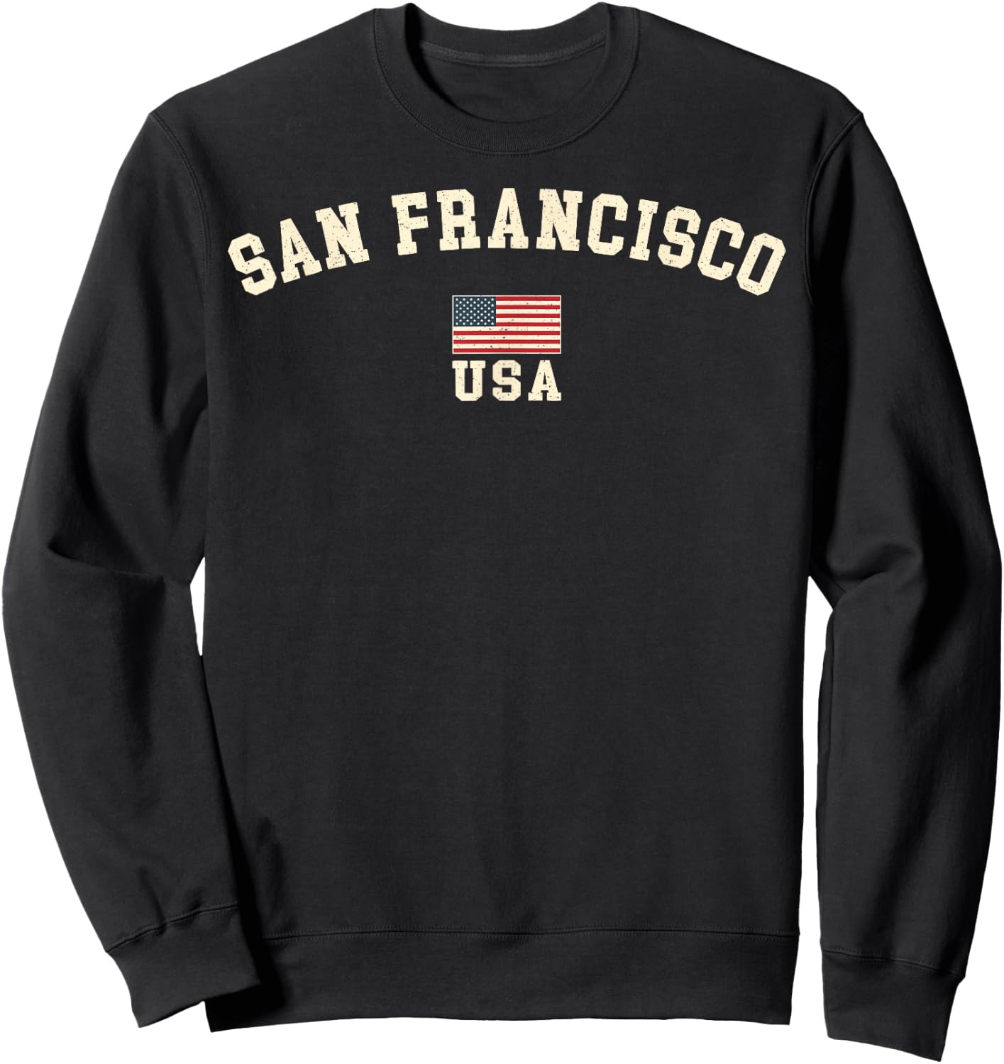 Vintage San Francisco USA American Flag Souvenir Retro Sweatshirt - Sweatshirt | Black