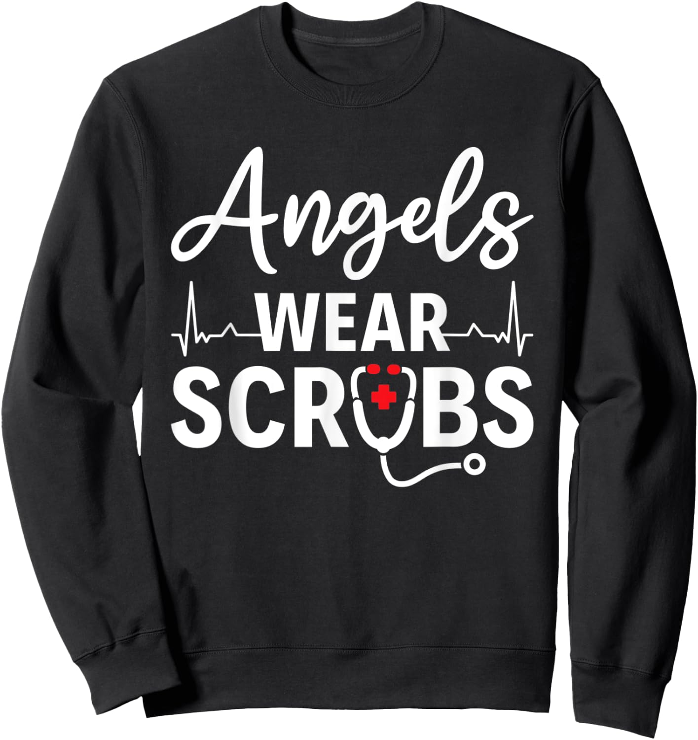 Angels Wear Scrubs Homecare Nurse Sweatshirt - Sweatshirt | Black