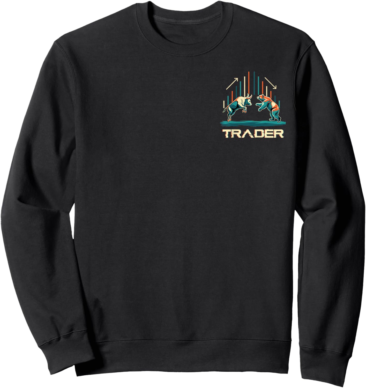 Bull and Bear Trader Stock Market Minimalist Sweatshirt - Sweatshirt | Black