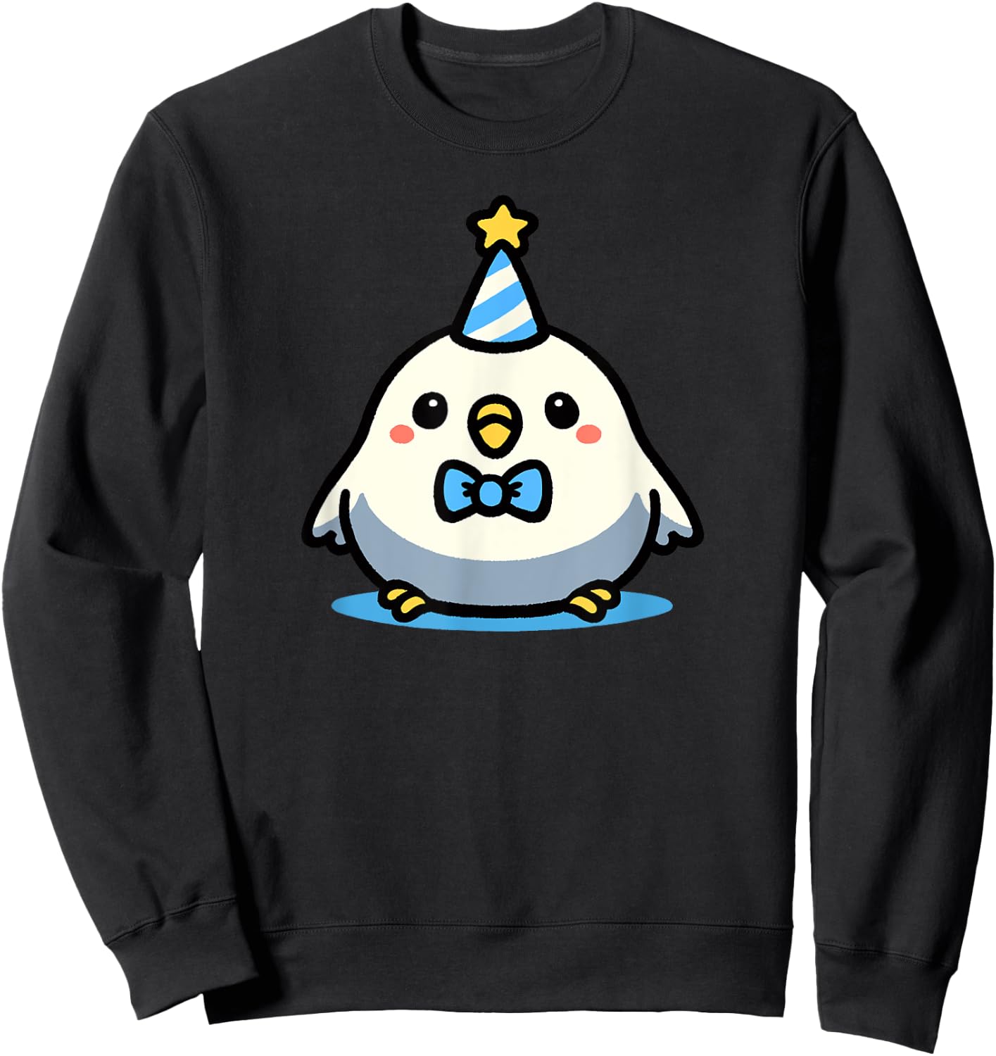 Kawaii Party Budgie Art Cute Parakeet Doodle Sweatshirt - Sweatshirt | Black