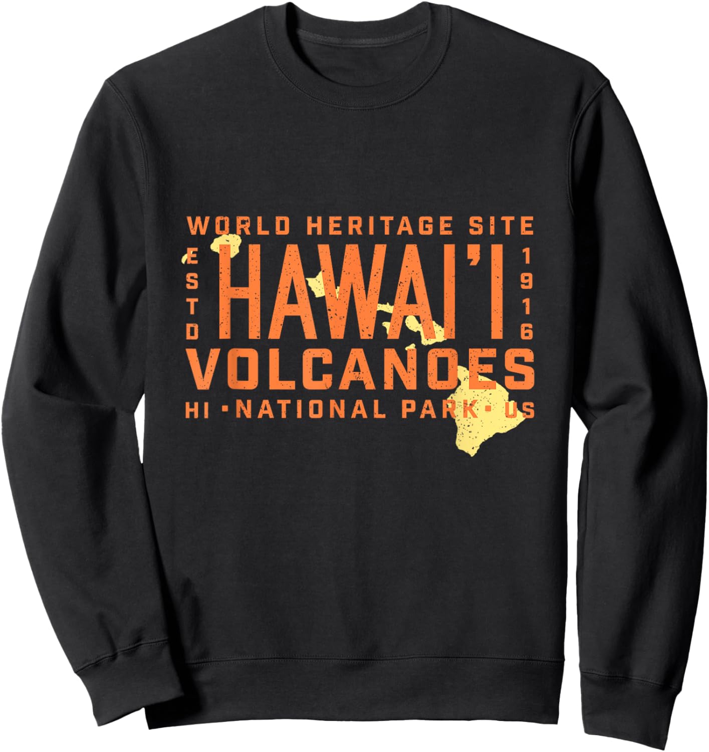 Hawaii Islands Travel Map Hawaii Volcanoes National Park Sweatshirt - Sweatshirt | Black