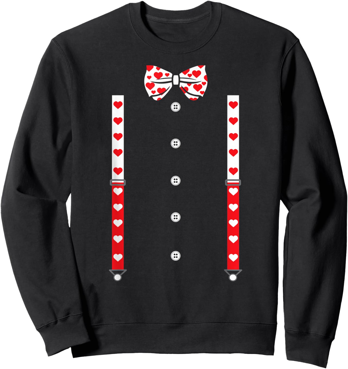 Heart Bow Tie and Braces Cupid Valentine's Day Costume , black Sweatshirt - Sweatshirt | Black