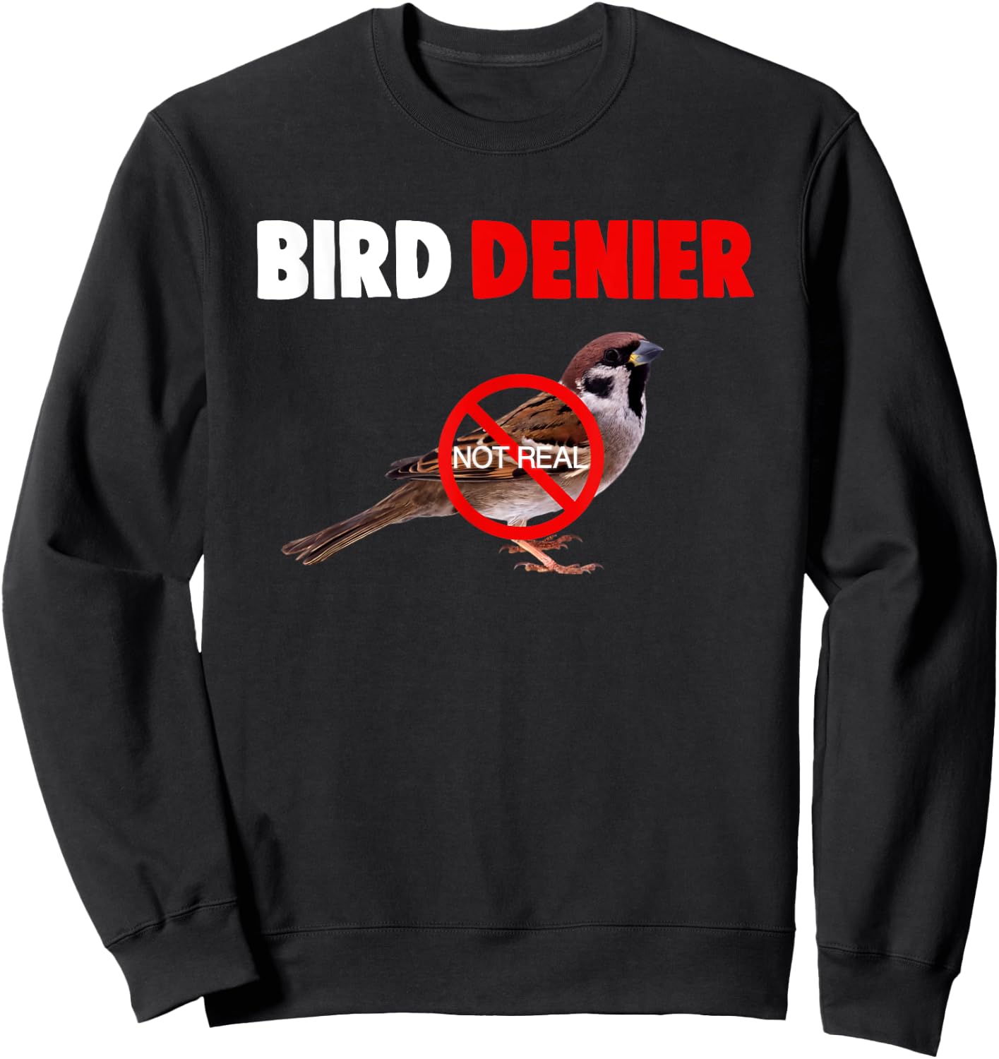 Bird Denier Not Real Funny Animals Saying Humorous Sweatshirt - Sweatshirt | Black