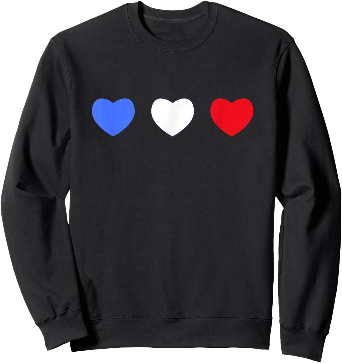 France cœurs tricolores drapeau bleu blanc rouge Sweatshirt - Sweatshirt | Black
