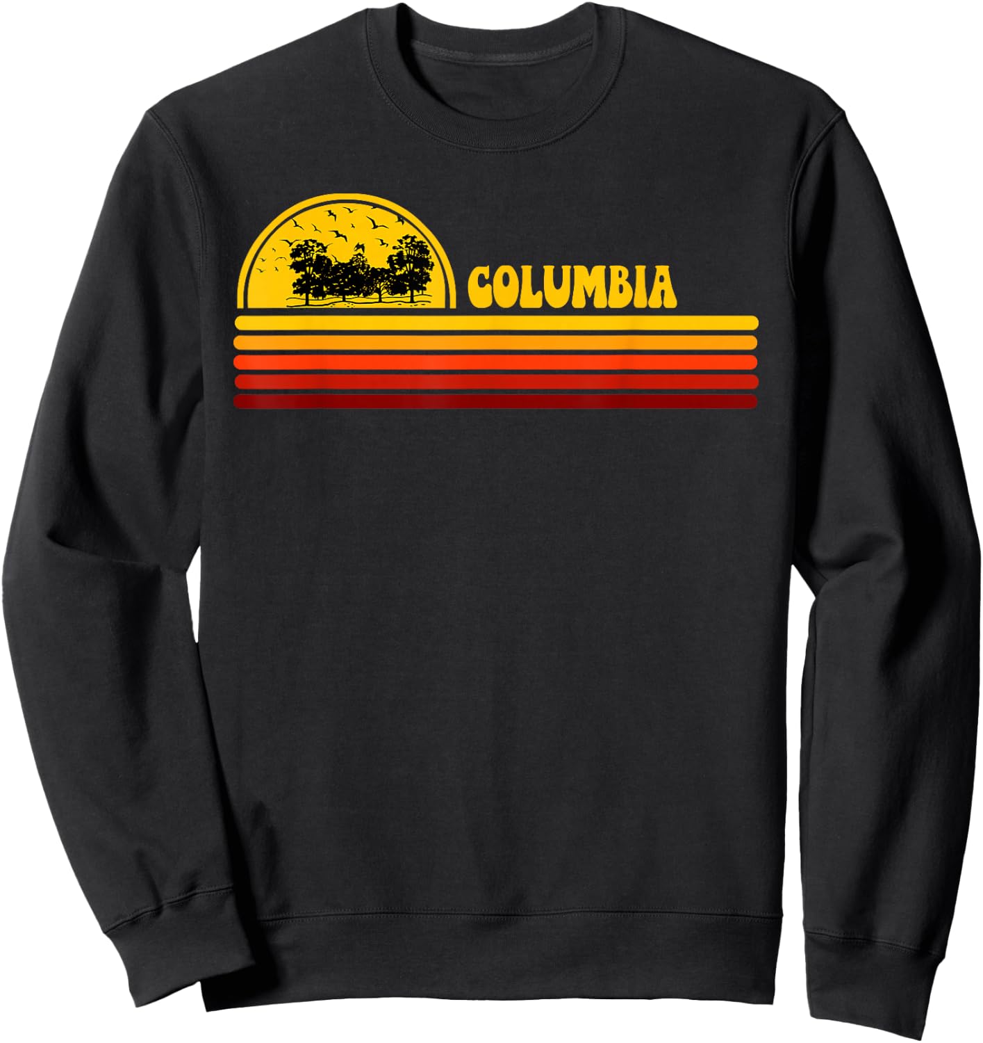 Columbia Vintage Sunset Logo Retro City , black Sweatshirt - Sweatshirt | Black