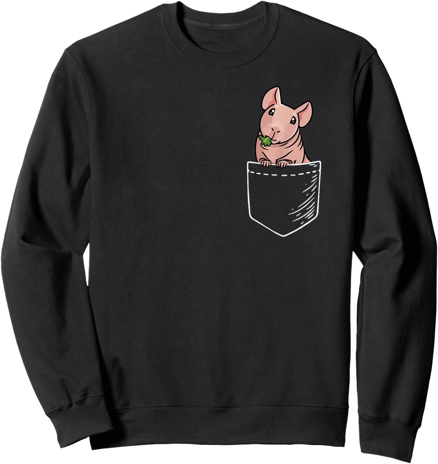 Funny Kawaii Kids Pet Pocket Hairless Guinea Pig Lover Sweatshirt - Sweatshirt | Black
