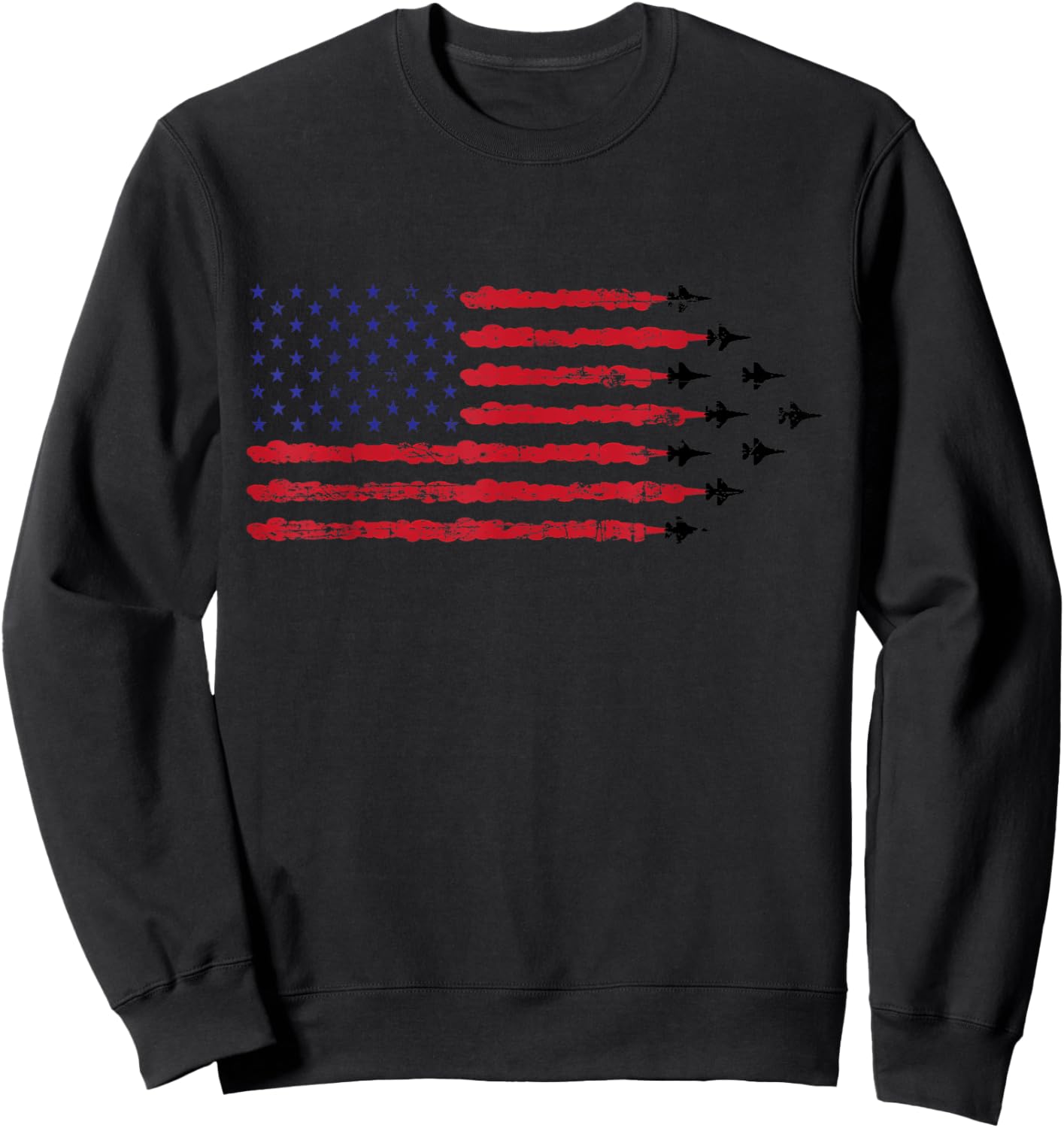 Patriotic vintage American flag F-16 formation Sweatshirt - Sweatshirt | Black