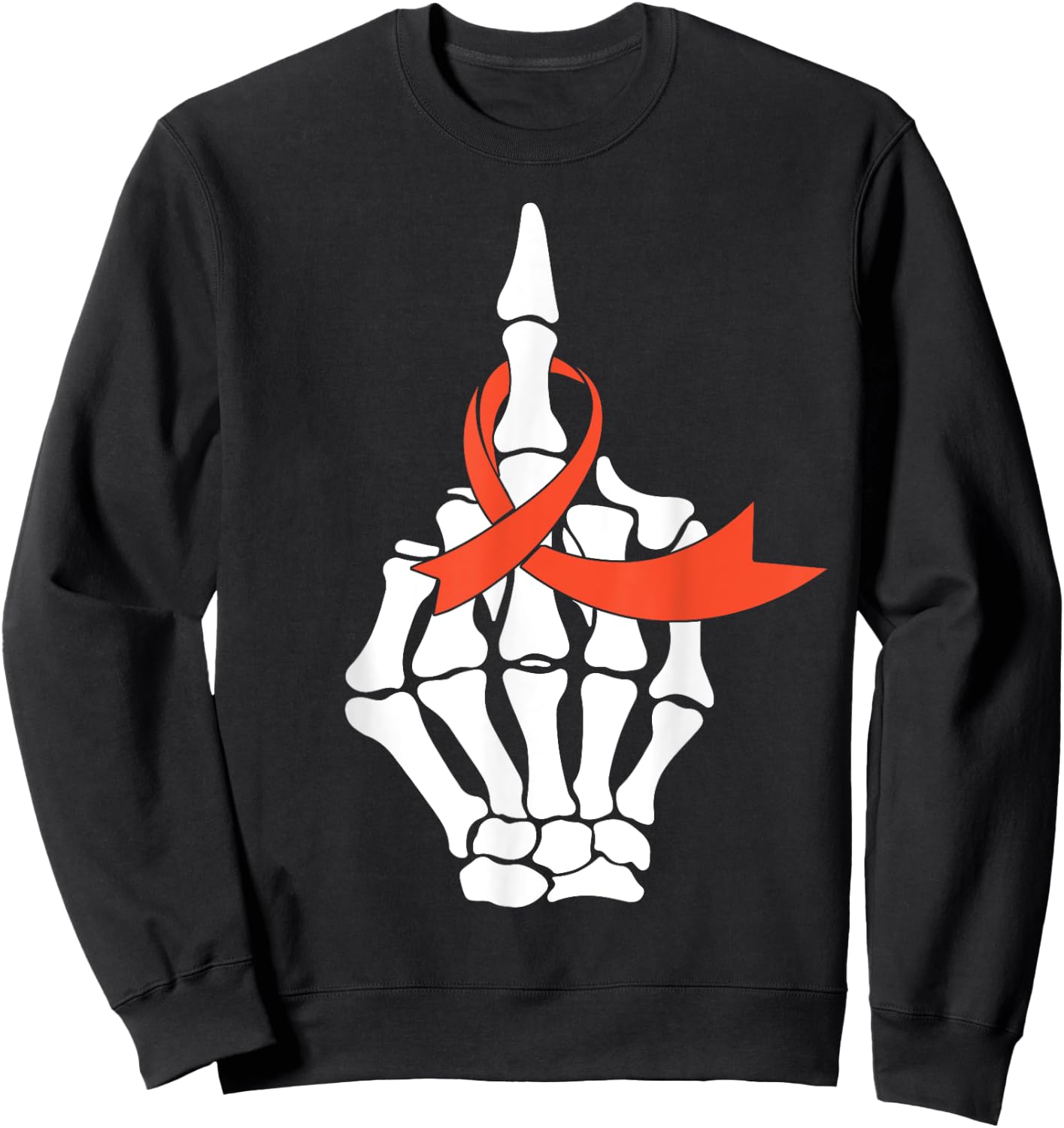 Fuck Kidney Cancer Awareness Middle Finger Orange Ribbon Sweatshirt - Sweatshirt | Black