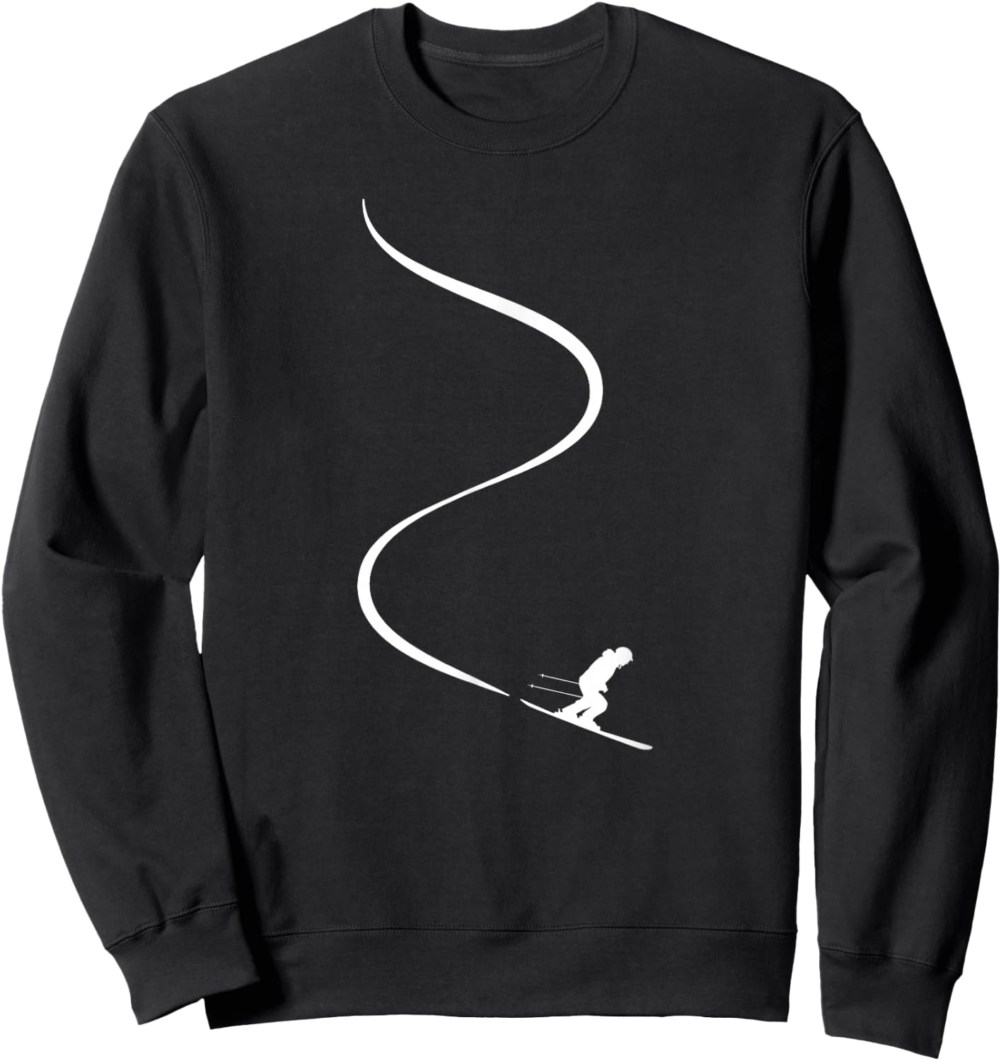 Skier with Tracks in deep Powder Snow Freeride Gift Sweatshirt - Sweatshirt | Black