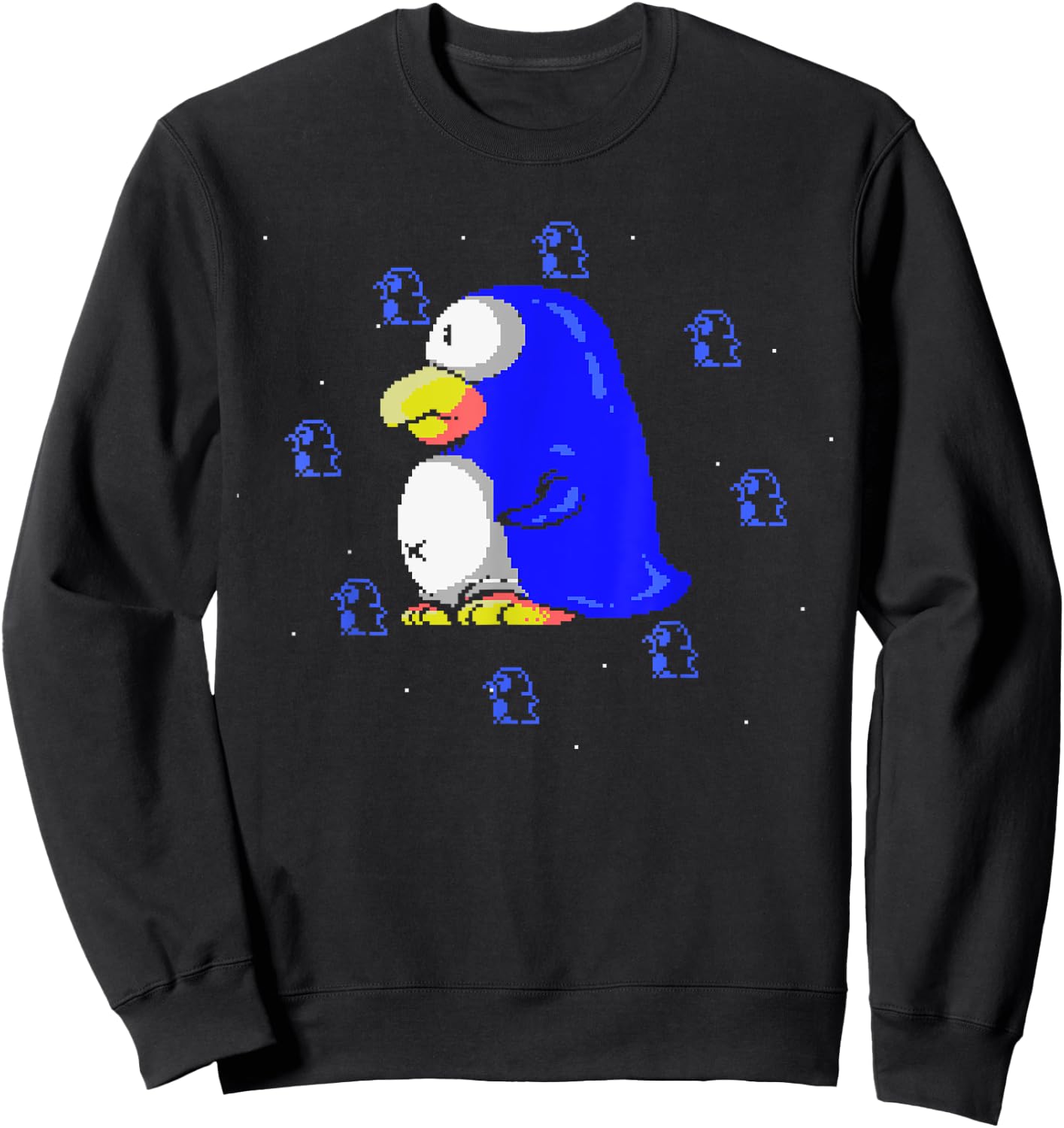 Pixelated Penguin Adventures Parodius Penguin Power in Space , Black, S Sweatshirt - Sweatshirt | Black