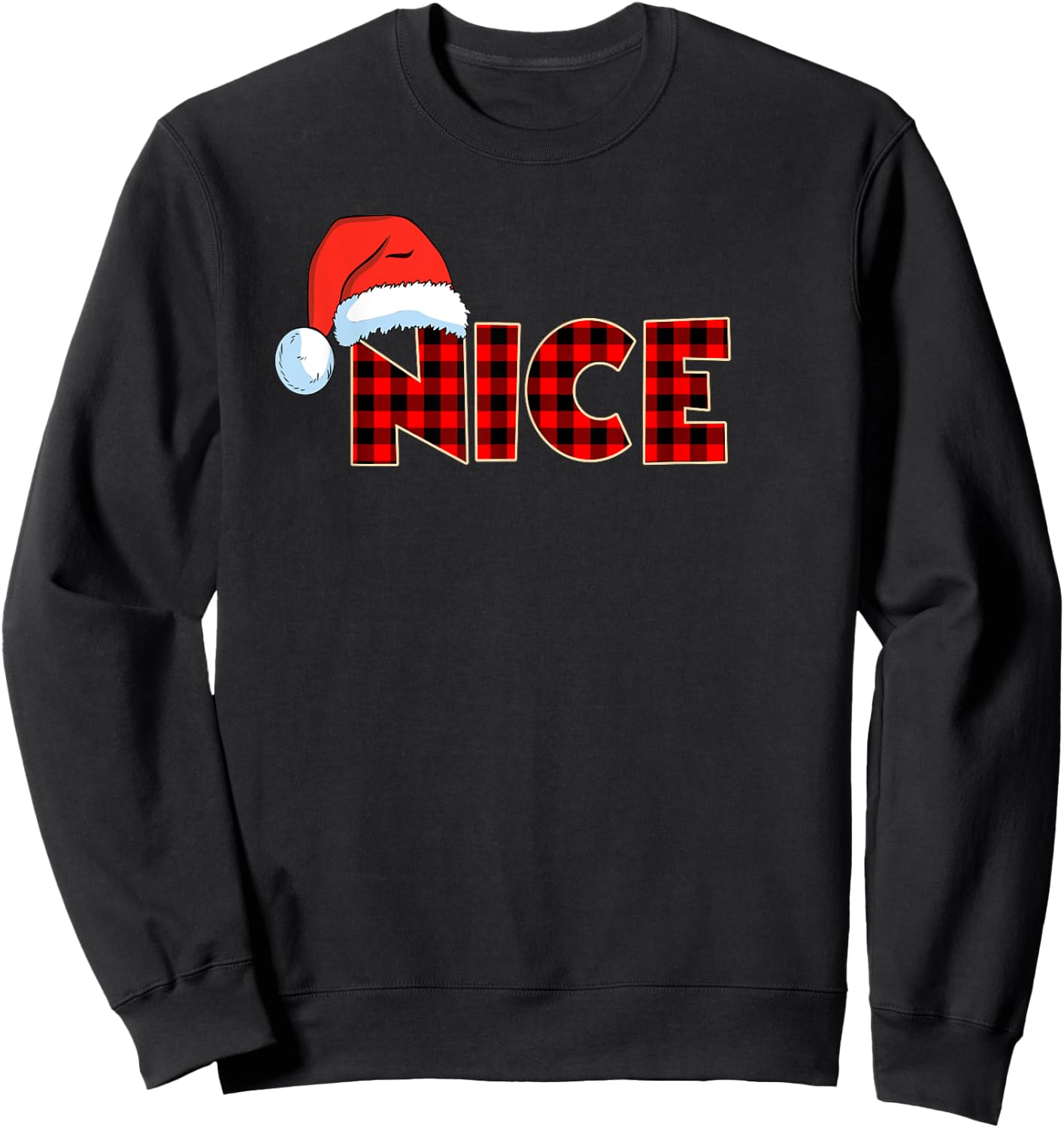 Naughty or Nice Christmas Couple Buffalo Red Plaid Sweatshirt - Sweatshirt | Black