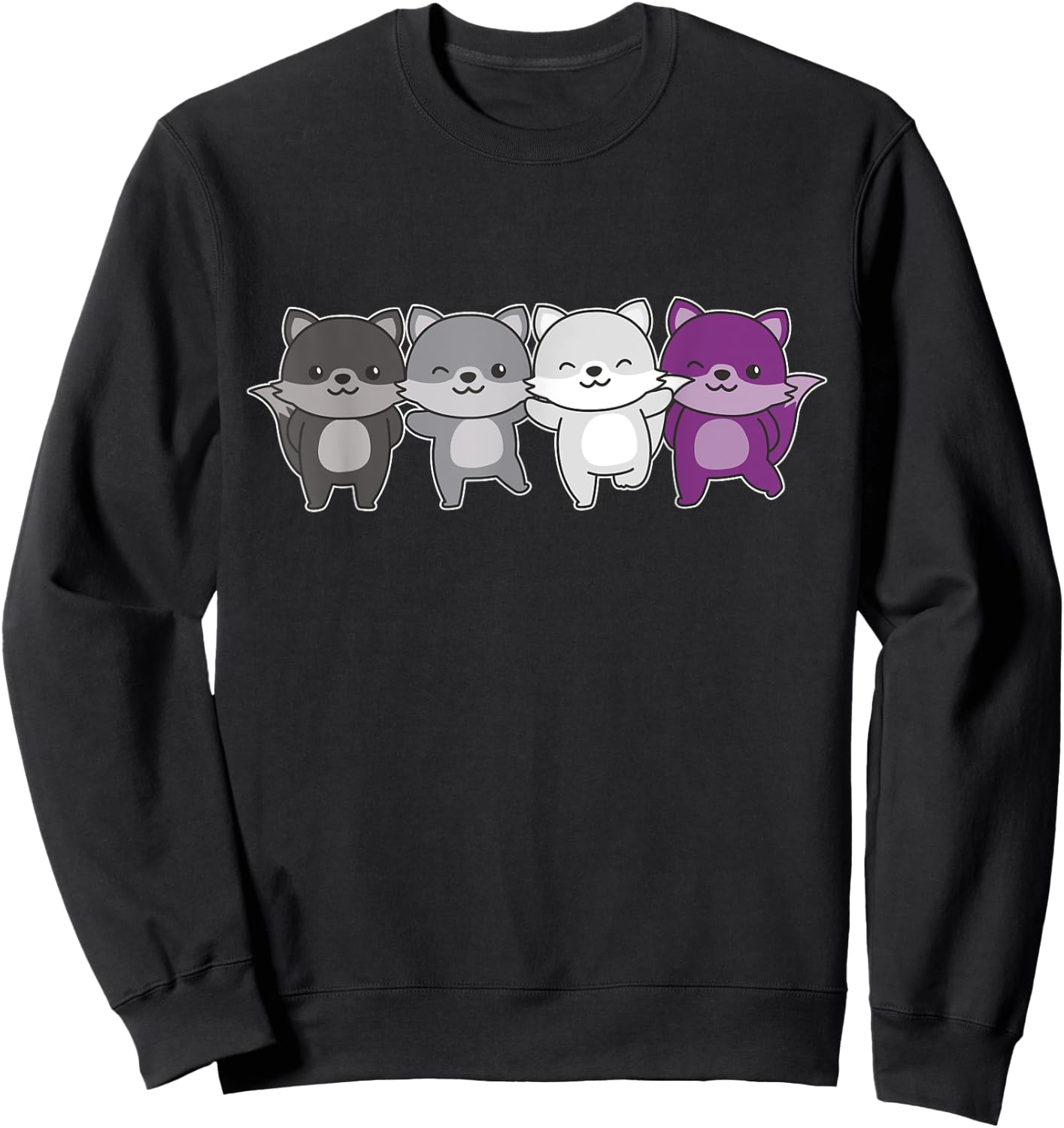 Asexual Flag Pride Lgbtq Asexual Fox Sweatshirt - Sweatshirt | Black