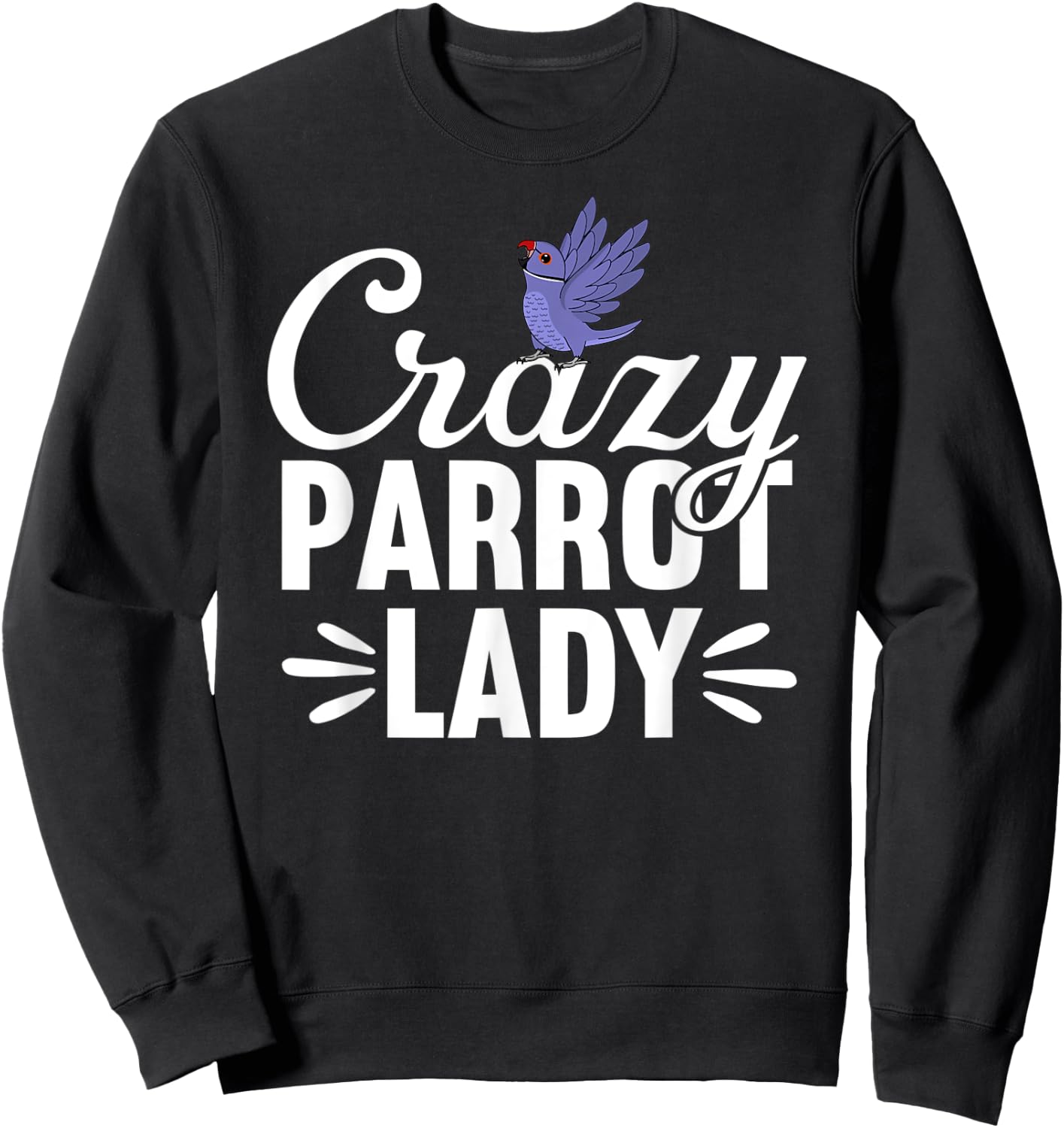 Crazy Parrot Lady | Violet Indian Ringneck Sweatshirt - Sweatshirt | Black